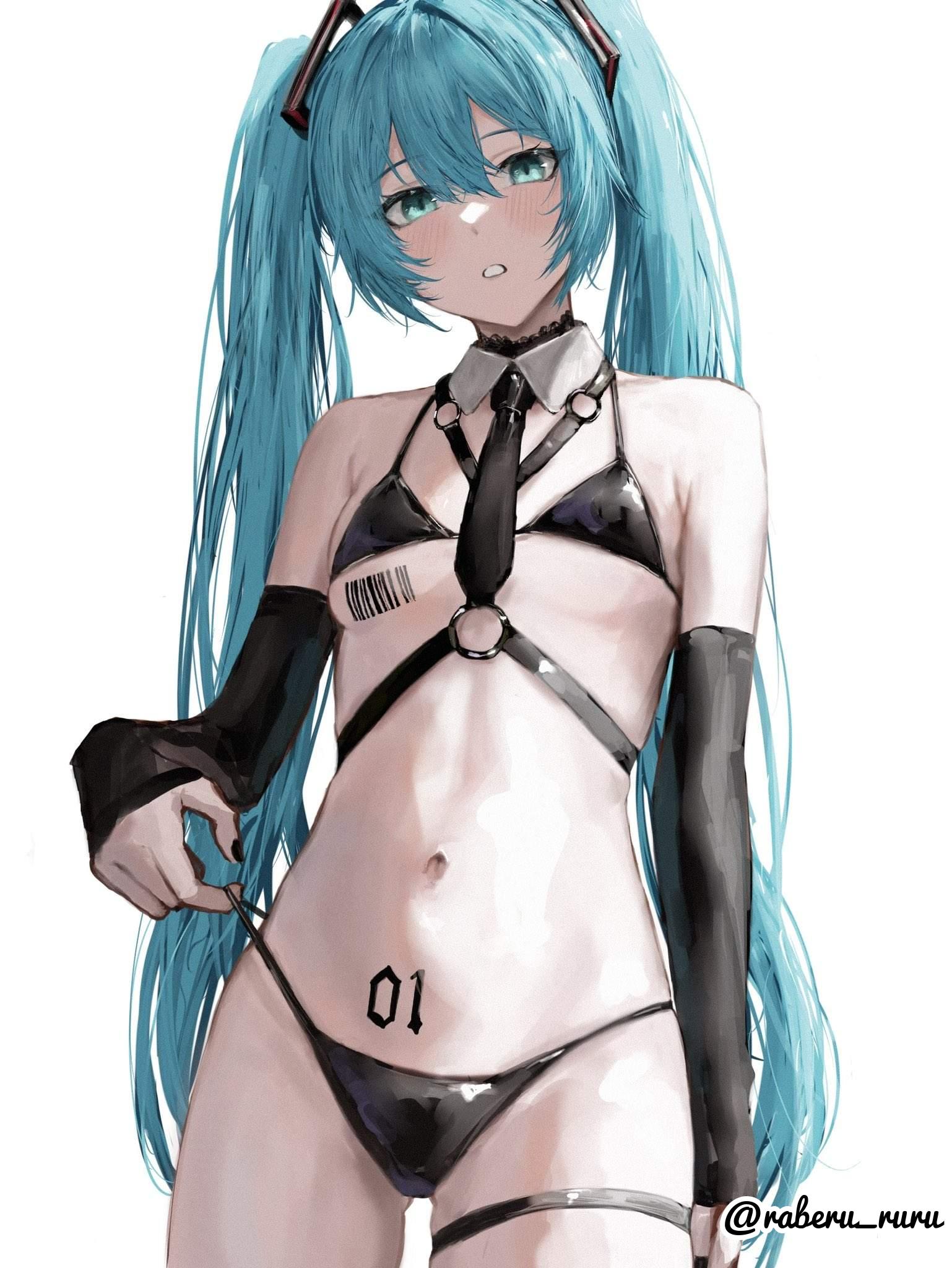 1girls, 2d, 2d (artwork), 2d artwork, almost naked, almost nude, background, barcode tattoo, bare belly, bare chest, bare hips, bare legs, bare midriff, bare navel, bare shoulders, bare skin, bare thighs, belly, belly button, belly tattoo, black elbow gloves, black fingernails, black gloves, black half gloves, black long gloves, black nail polish, black nails, black necktie, black panties, black thong, black underwear, blank background, blue eyebrows, blue eyes, blue hair, blue-eyed female, blue-haired female, blush face, blushing, blushing female, breasts, collar, cyan eyes, cyan hair, cyan-eyed female, cyan-haired female, digital, digital art, digital drawing, digital drawing (artwork), digital media, digital media (artwork), drawing, elbow gloves, exposed, exposed belly, exposed chest, exposed hips, exposed legs, exposed midriff, exposed navel, exposed shoulders, exposed skin, exposed thighs, female, female focus, female only, female torso, fingernails, fingers, flat belly, flat breasts, flat chest, flat chested, flushed, flushed face, gloves, groin, hair between eyes, half gloves, hatsune miku, head tilt, lean figure, long gloves, long hair, looking at viewer, looking down, looking down at viewer, midriff, monotone background, mostly nude, nail polish, nails, naked, naked female, naked woman, narrow waist, navel, nearly nude, necktie, nude, nude female, nudity, one color background, panties, petite, petite body, petite breasts, petite female, petite girl, petite tits, plain background, portrait, practically nude, raberu ruru, shoulders, sidelocks, skindentation, skinny, skinny female, skinny girl, skinny waist, slender body, slender waist, slim female, slim waist, small boobs, small breasts, small tits, smooth chest, solid color background, solo, standing, stomach tattoo, tattoo, tattoo on belly, tattoo on stomach, tattooed, tattooed belly, tattooed female, tattooed girl, thigh gap, thighband, thighs, thong, tilted head, tiny breasts, tiny tits, twintails, twintails (hairstyle), underwear, upper body, very long hair, very long hair female, vocaloid, white background, white collar