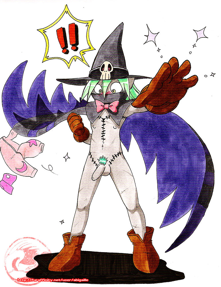 blush bow cape digimon felice-chan flaccid footwear fuse_the_wizardmon gloves green_hair hair hat male_only nipples nude o.o onesie pantsing penis pubes signature sparkles stitches uncut wizardmon