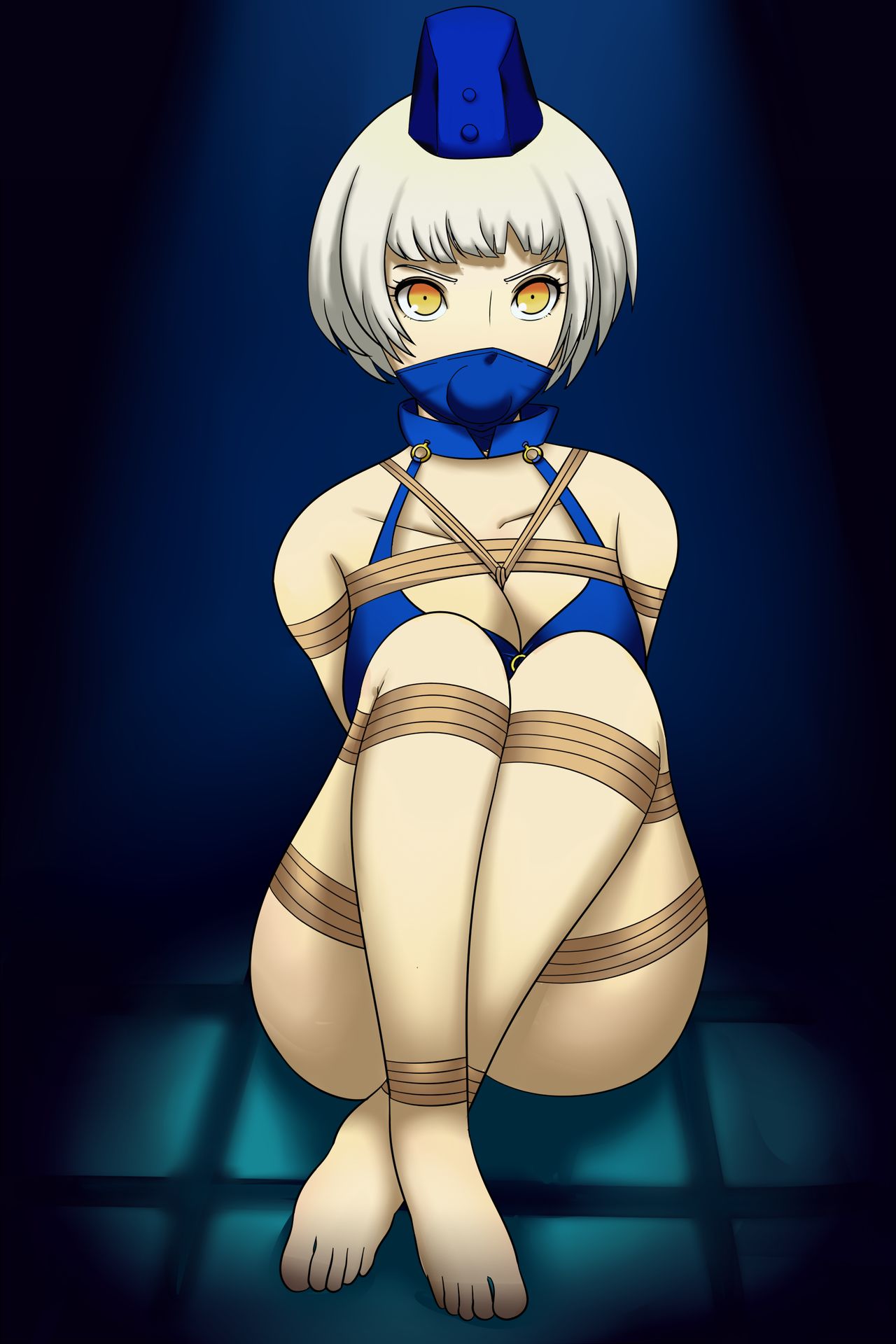 2d 2d_(artwork) 2d_artwork bondage bondage bound bound_arms bound_legs crossed_legs dankestofdans elizabeth_(persona) human humanoid light-skinned_female light_skin on_ass persona persona_3 rope rope_between_breasts rope_bondage submissive submissive_female thick_thighs thighs white_hair