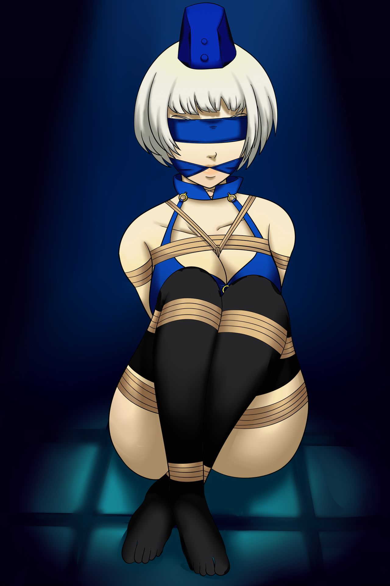 2d 2d_(artwork) 2d_artwork bondage bondage bound bound_arms bound_legs crossed_legs dankestofdans elizabeth_(persona) human humanoid light-skinned_female light_skin on_ass persona persona_3 rope rope_between_breasts rope_bondage submissive submissive_female thick_thighs thighs white_hair