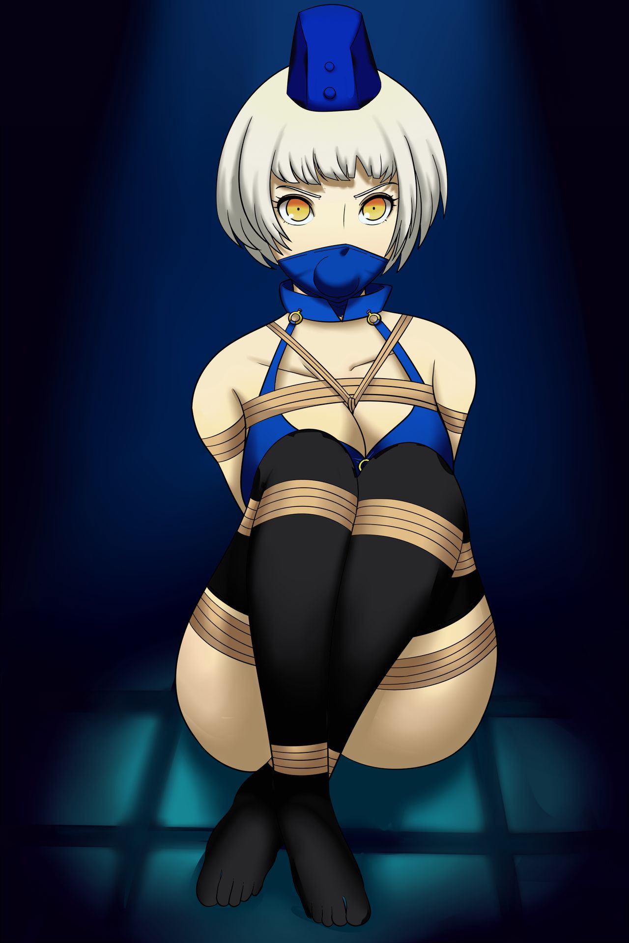 2d 2d_(artwork) 2d_artwork bondage bondage bound bound_arms bound_legs crossed_legs dankestofdans elizabeth_(persona) human humanoid light-skinned_female light_skin on_ass persona persona_3 rope rope_between_breasts rope_bondage submissive submissive_female thick_thighs thighs white_hair