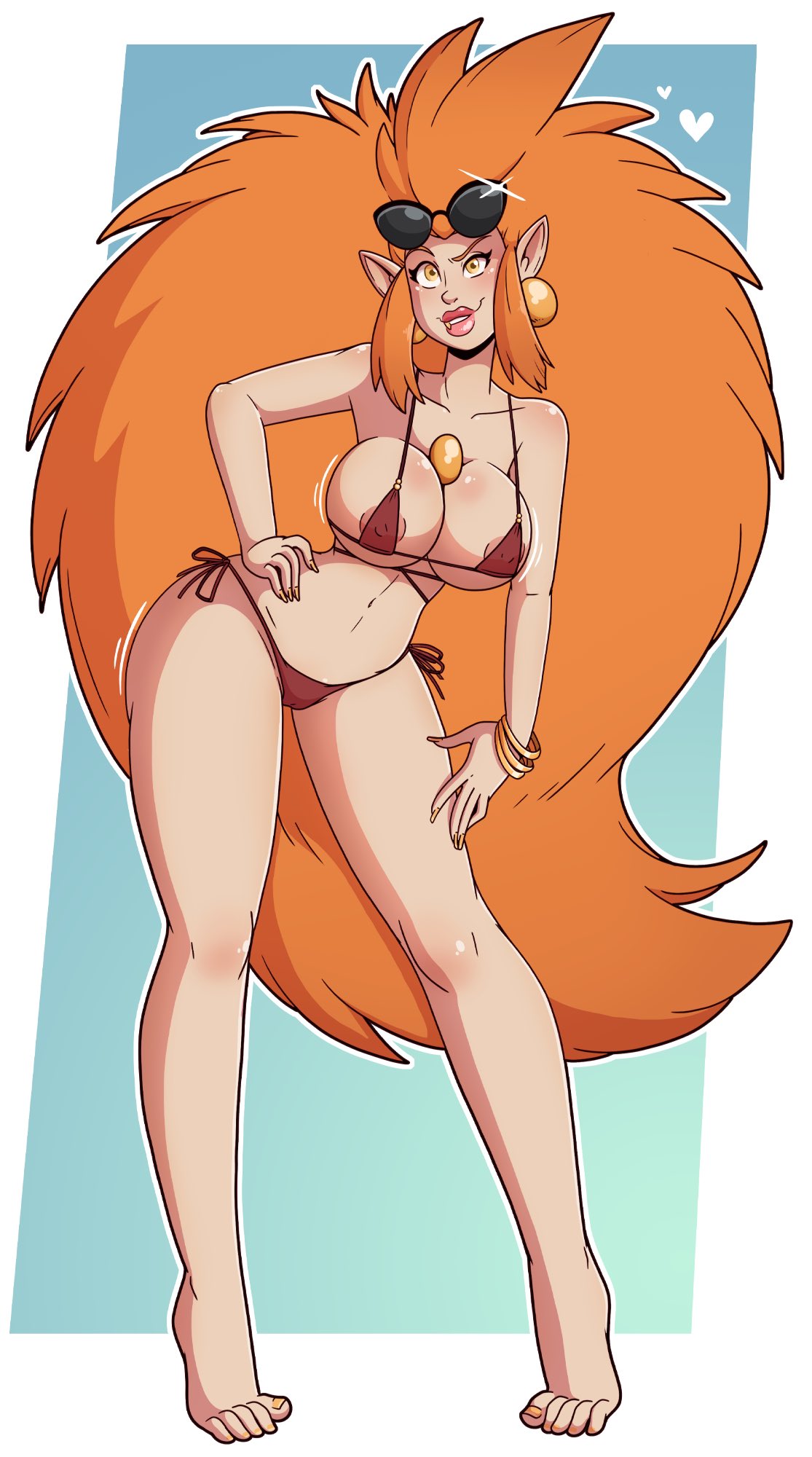 ass, bikini, breasts, disney, disney channel, eda clawthorne, female, huge ass, huge breasts, nipples, orange hair, straight hair, the owl house, thick thighs, wide hips, wrenzephyr2, younger