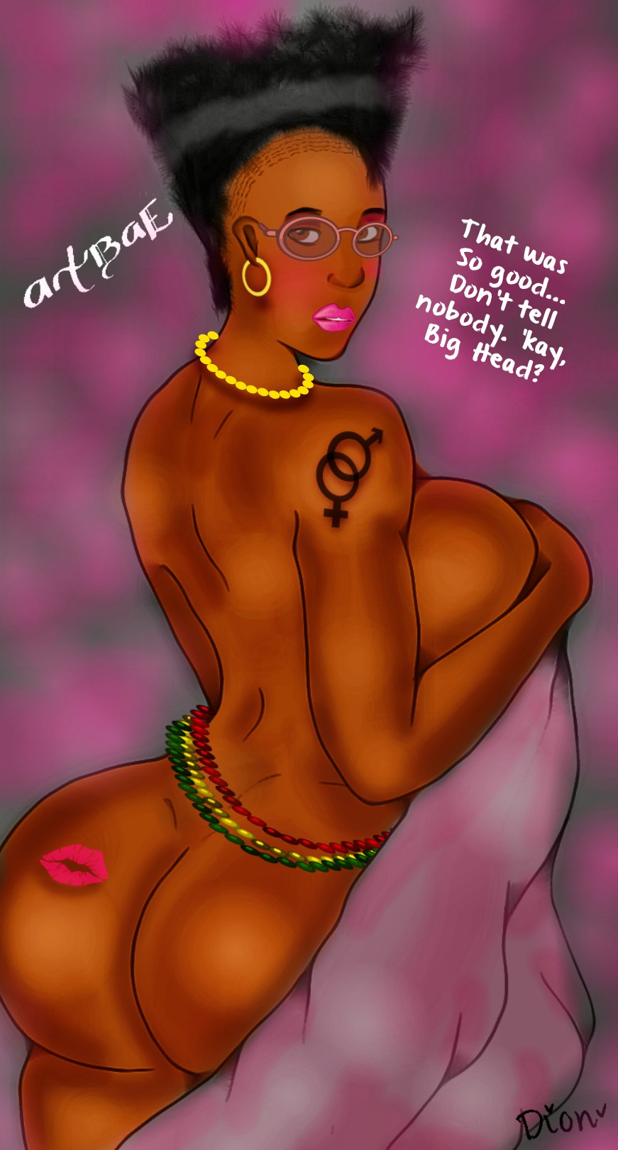 african_female after_orgasm after_sex artbae ass beads big_areola big_ass big_breasts big_butt big_nipples big_thighs black_body booty brown_body brown_skin butt_crack butt_focus comic commentary cover covered_navel covered_nipples covering covering_breasts covering_crotch dialog dialogue dialogue_bubble earrings goddess jewelry lipstick looking_at_partner looking_at_viewer looking_back looking_back_at_viewer looking_pleasured naked naked_female orgasm original original_art original_artwork original_character secretly_loves_it sex sexually_suggestive sheets tattoo tattoos thick_ass thick_butt thick_hips thick_legs thick_thighs thighs thunder_thighs waist