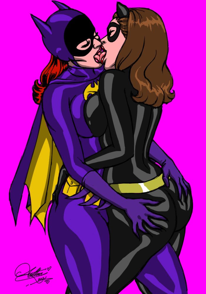 barbara_gordon batgirl batman_(series) catwoman dc dc_comics kaywest kissing kissing selina_kyle