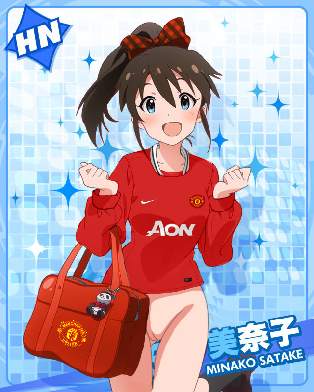 bag bottomless hair_ribbon idolmaster manchester_united nike ponytail satake_minako tied_hair