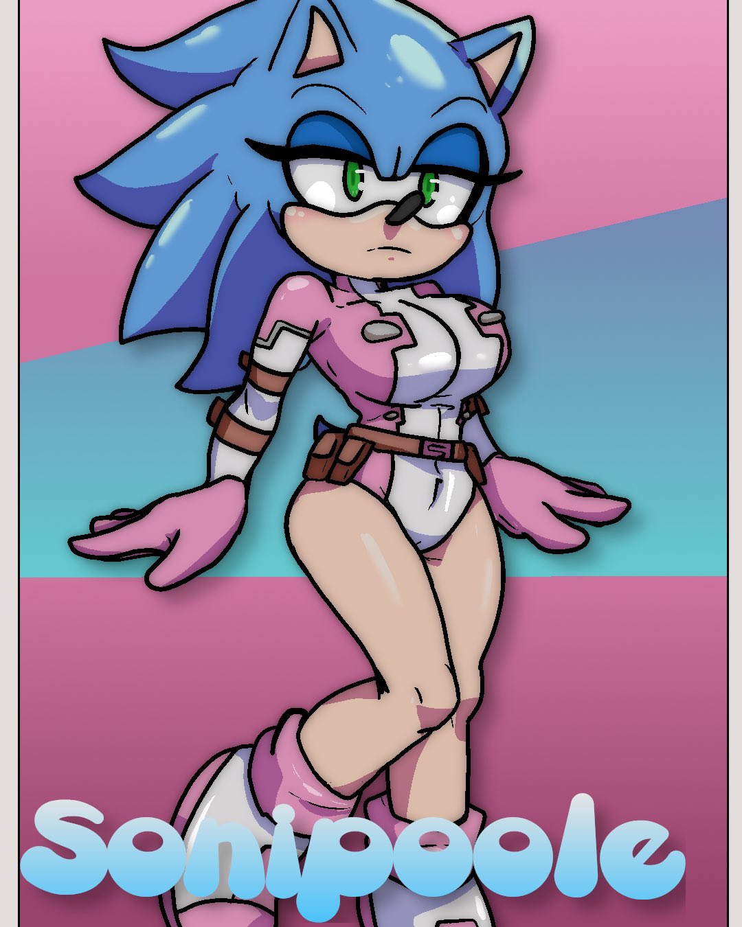 1girls blue_hair boots broth_nsfw cosplay crossover crossover_cosplay female_only genderswap_(mtf) gloves gwenpool_(cosplay) hedgehog hedgehog_girl humanoid leotard marvel marvel_comics mercenary rule_63 sega solo solo_female solo_focus sonic_(series) sonic_the_hedgehog sonic_the_hedgehog_(series) superhero superheroine sword tagme