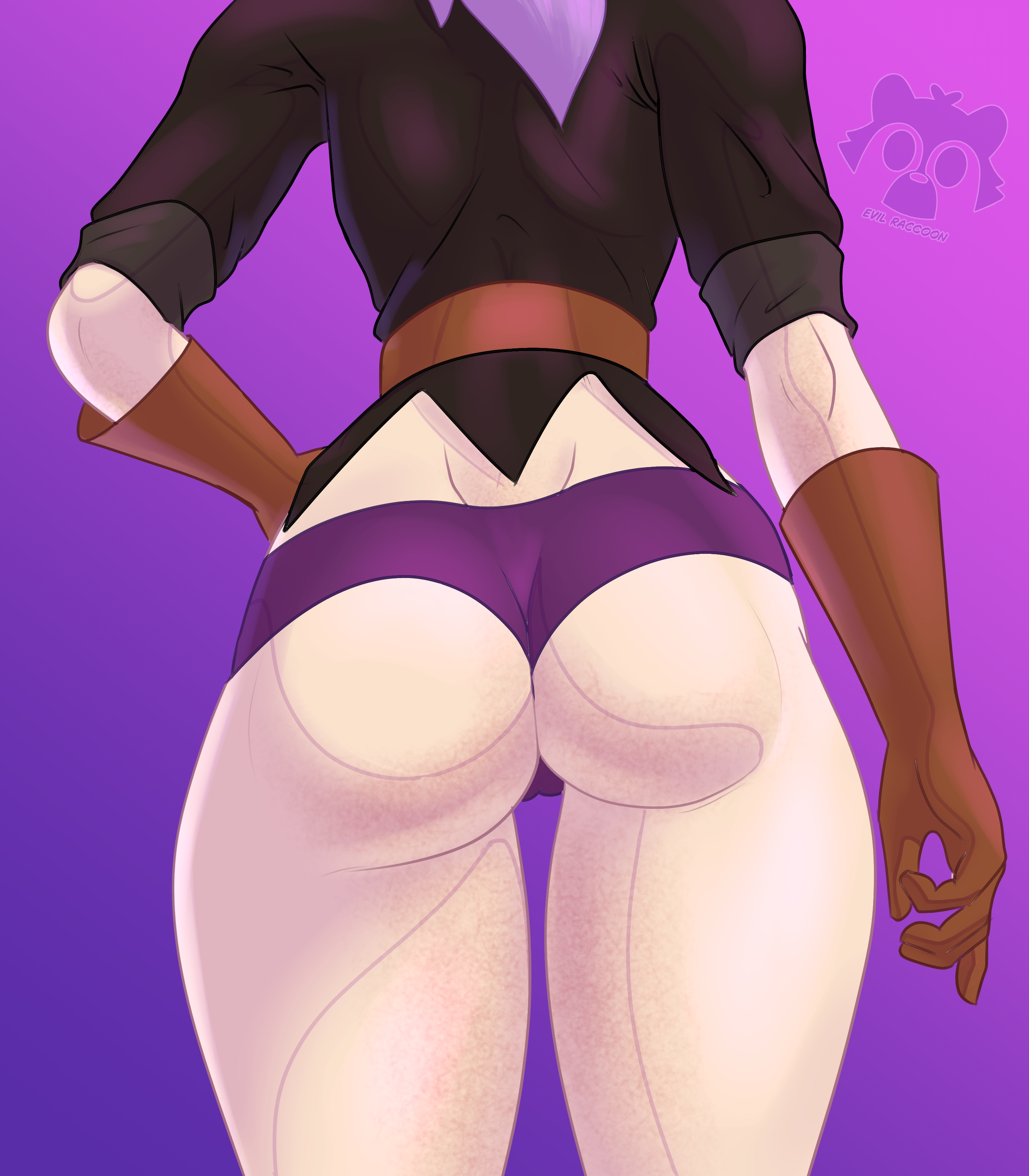 1girls, amity blight, ass, ass focus, big ass, big butt, disney, evil raccoon, female, female only, gloves, massive ass, pale skin, panties, pink hair, solo, the owl house, the owl house (finale), tight clothing, underwear