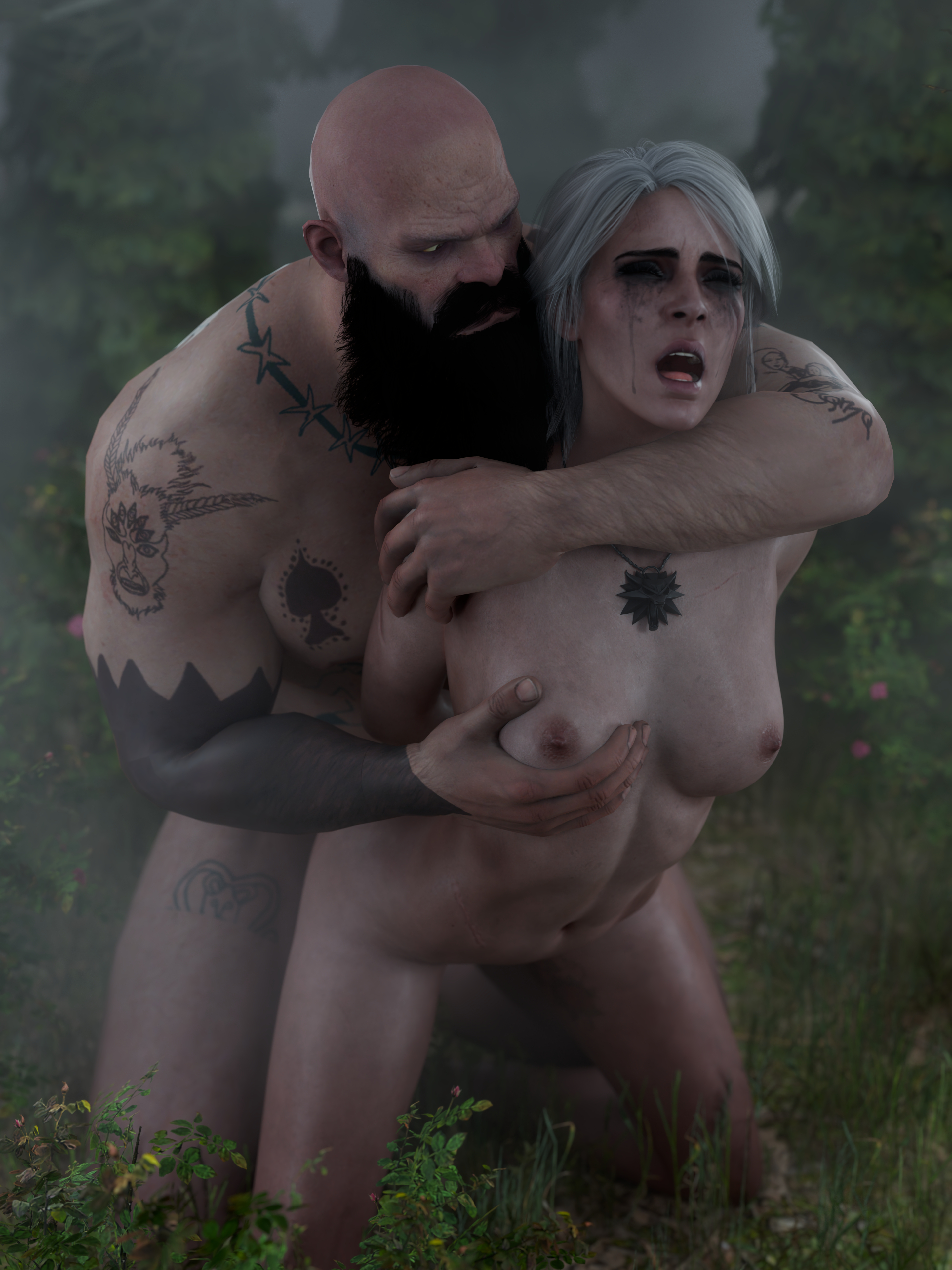 1boy, 1girls, 3d, ambiguous penetration, breast grab, breasts, cd projekt red, ciri, closed eyes, completely nude, female, freckles, light skin, light-skinned female, light-skinned male, male, mascara, mascara tears, nipples, nude, outdoors, penetration, perpetualabyss, running mascara, runny makeup, scar, sex, tattoo, the witcher (series), the witcher 3: wild hunt, white hair, witcher medallion