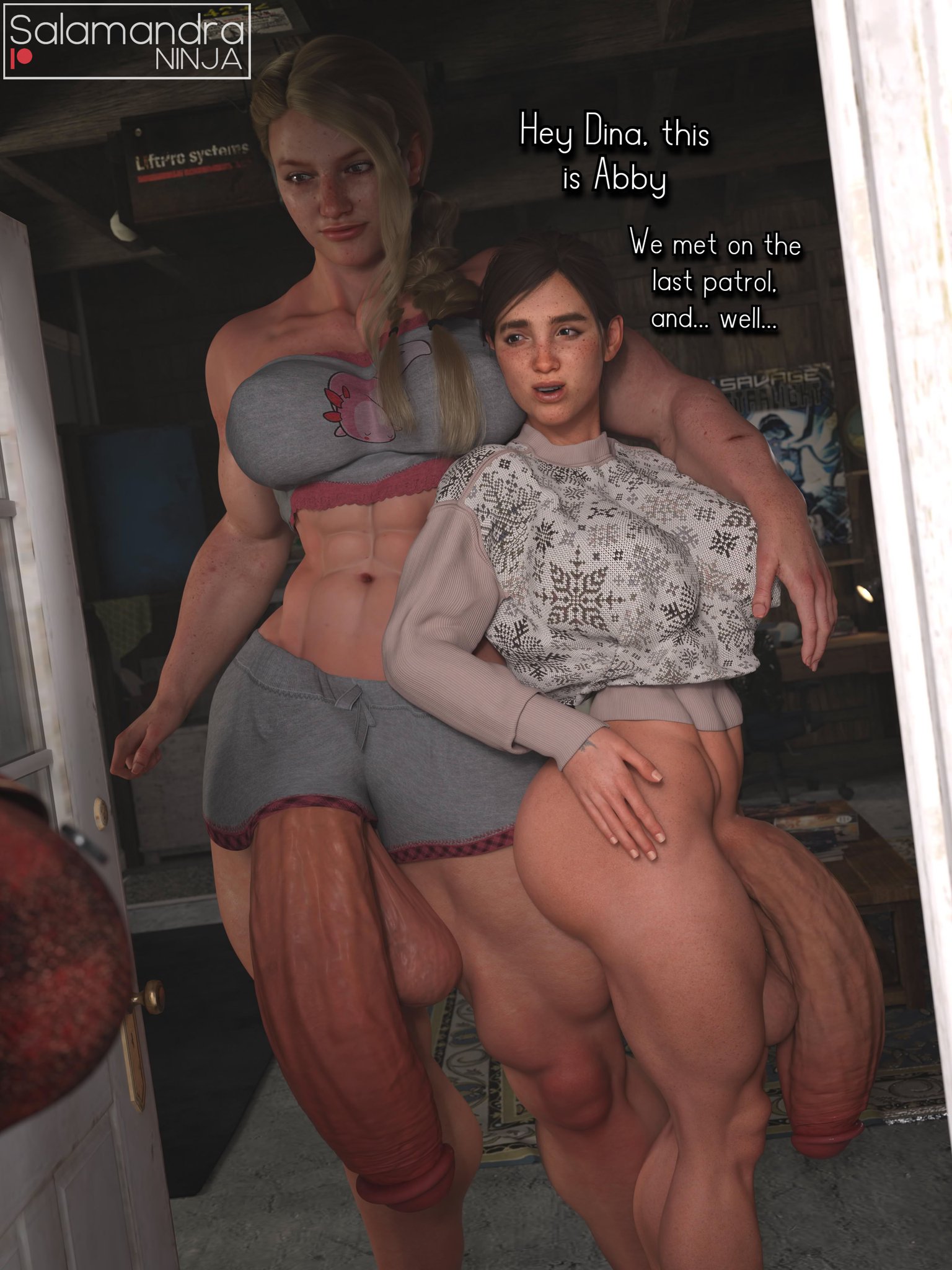 1girls, 2futas, 3d, abigail anderson, ass, big ass, big breasts, big thighs, bigger futa, bisexual, bisexual female, breasts, chest, curvaceous, curvy, curvy figure, dickgirl, dickgirl/female, dina (the last of us), ellie (the last of us), ellie williams, female, futanari, height difference, hips, hourglass figure, huge thighs, intersex, intersex/female, large thighs, larger futa, legs, light skin, light-skinned female, light-skinned futa, naughty dog, olive skin, salamandraninja, shorter futa, size difference, slim, slim figure, slim waist, smaller futa, straight, tall, tall futa, taller futa, tan body, tan skin, tan-skinned female, the last of us, the last of us 2, thick, thick hips, thick legs, thick thighs, voluptuous, voluptuous female, voluptuous futa, wide hips, wide thighs