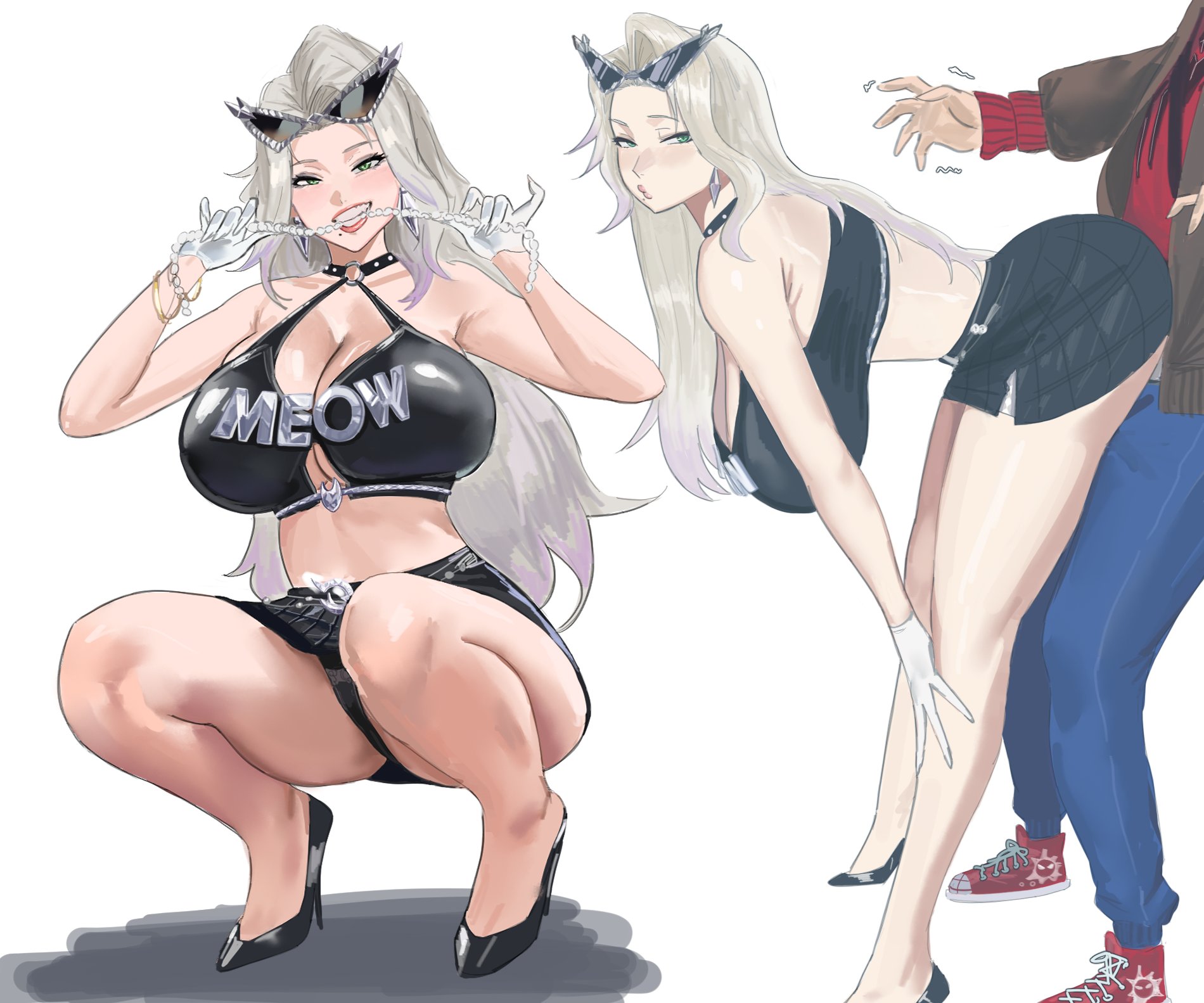 1girls, 2026, 2d, alluring, ass, big ass, big breasts, big butt, black cat (marvel rivals), black cat (marvel), black cat (urban predator), breasts, bursting breasts, butt, curvaceous, curvaceous body, curvaceous female, curvaceous figure, curvaceous hips, curvy, curvy body, curvy female, curvy figure, curvy hips, enticing, felicia hardy, female, green eyes, grinding, grinding through clothes, hips, huge ass, huge breasts, huge butt, large ass, large breasts, large butt, light skin, light-skinned female, light-skinned male, looking at partner, looking at viewer, looking back, marvel, marvel comics, marvel rivals, massive ass, massive breasts, massive butt, mugi (mugit49), mugit49, necklace, netease games, pearl necklace, peter parker, red lipstick, seducing, seductive, seductive look, spider-man, spider-man (marvel rivals), spider-man (series), teasing, teasing partner, teasing viewer, temptation, tempting, tempting viewer, thick, thick ass, thick breasts, thick butt, thick hips, thick thighs, voluptuous, voluptuous female, wide hips