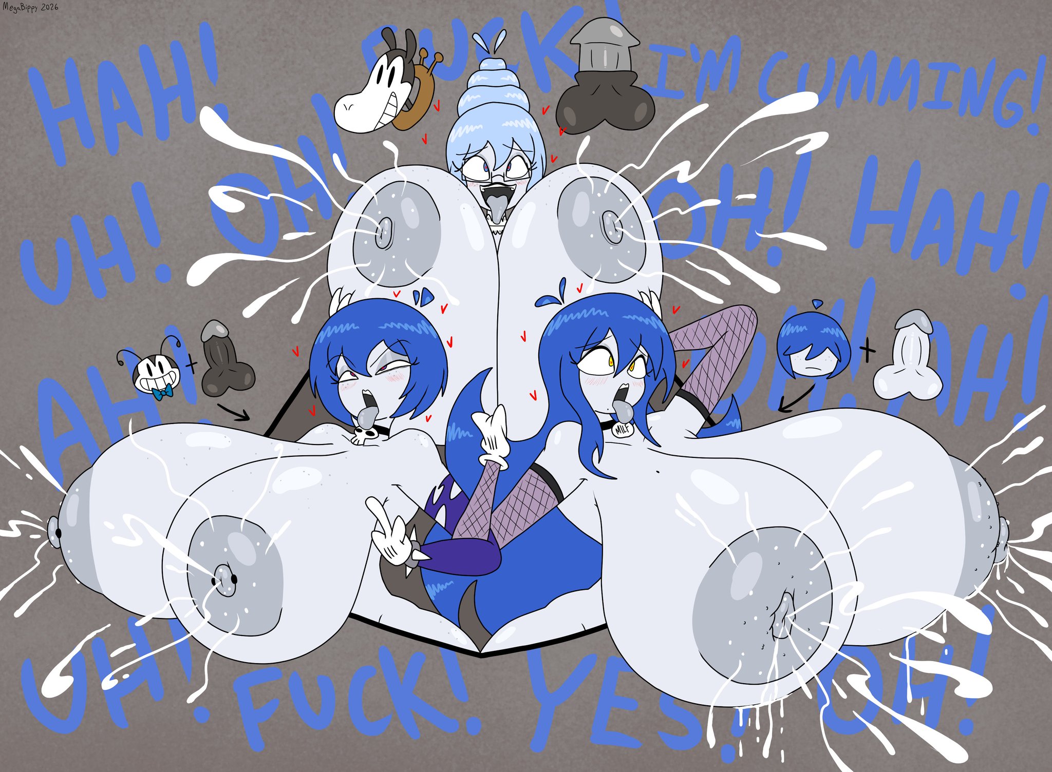 3girls, ahe gao, ahoge, areola (megabippy), areola bazonga, arm stockings, ass bigger than head, big ass, big breasts, big thighs, blue hair, blue-haired female, bob cut, breasts, breasts bigger than head, breasts bigger than torso, curvaceous, curvy, curvy figure, daughter, dicky (megabippy), dicky bazonga, digital media (artwork), ed (megabippy), enormous ass, enormous breasts, enormous thighs, female, fishnet armwear, fishnets, gigantic ass, gigantic breasts, gigantic thighs, gilf, granddaughter, grandmother, grandmother and granddaughter, hips, hips wider than shoulders, horse, horsecock, hourglass figure, huge ass, huge breasts, huge thighs, hyper, hyper areolae, hyper breasts, hyper thighs, hyper-thin waist, implied incest, implied male, implied penetration, implied sex, interlocked arms, juggz (megabippy), juggz bazonga, lactation, lactation during orgasm, lactation during sex, large ass, large breasts, large thighs, legs, light skin, light-skinned female, long hair, massive ass, massive breasts, massive thighs, mature, mature female, megabippy, milf, mother, mother and daughter, multiple girls, older female, older female and younger female, older than they look, practically nude, short hair, silver hair, slim waist, spiked bracelet, spraying milk, thick, thick hips, thick legs, thick thighs, thighs, thighs bigger than head, thin arms, thin eyebrows, thin waist, tiddy (megabippy), tiddy bazonga, voluptuous, waist, wasp waist, wide hips, wide thighs, younger female