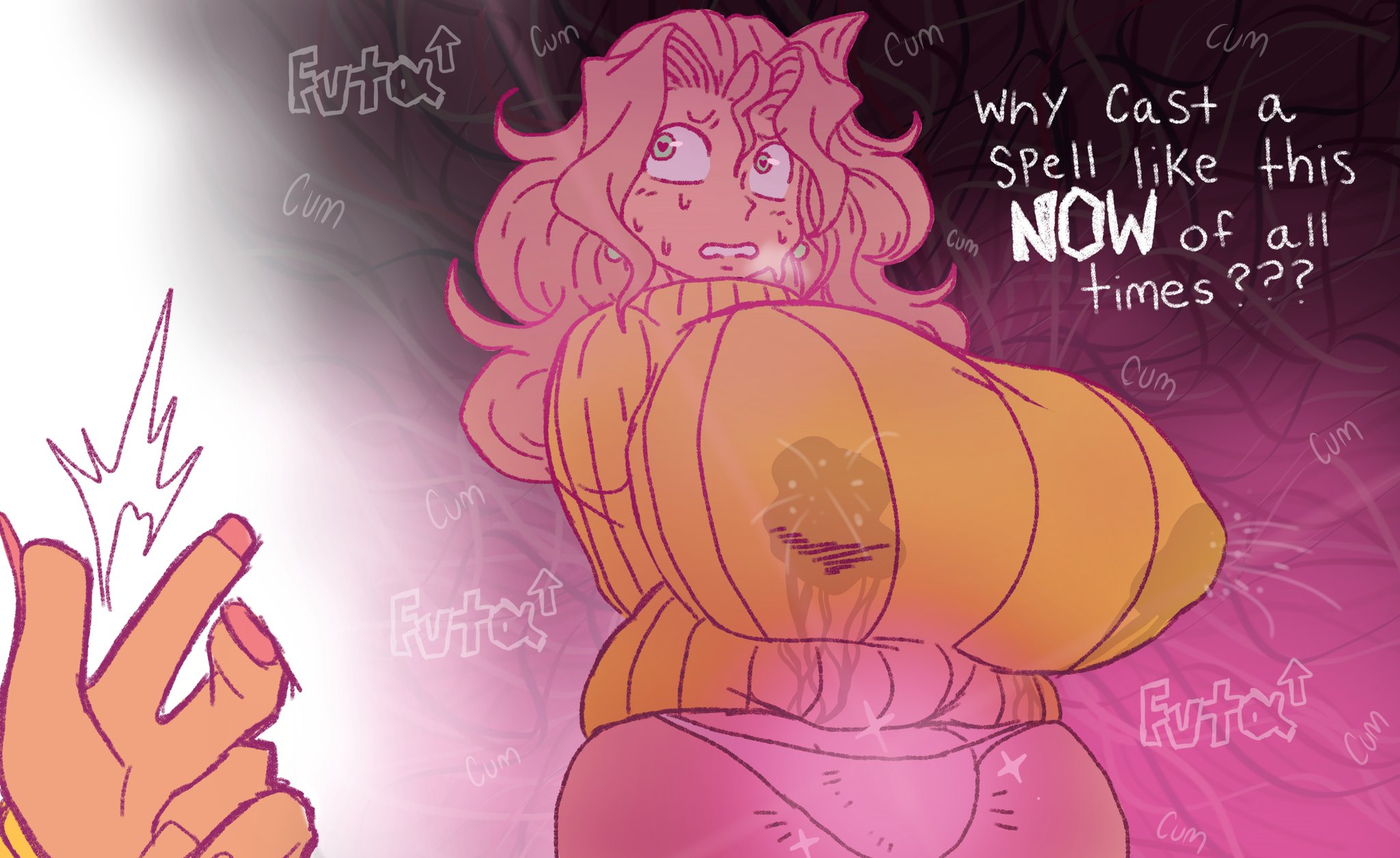 1futa, big breasts, bodily fluids, breastmilk, breasts, breasts bigger than head, bulge, clothed, clothing, futa focus, futa transformation, futanari, gushing milk, huge breasts, human, intersex, lactating, lactation, lactation through clothes, leaking milk, leaking nipples, light skin, milk, partially clothed, penis, shuraspark, solo focus, sparkshura, standing, sweater, thick thighs, transformation, wide hips