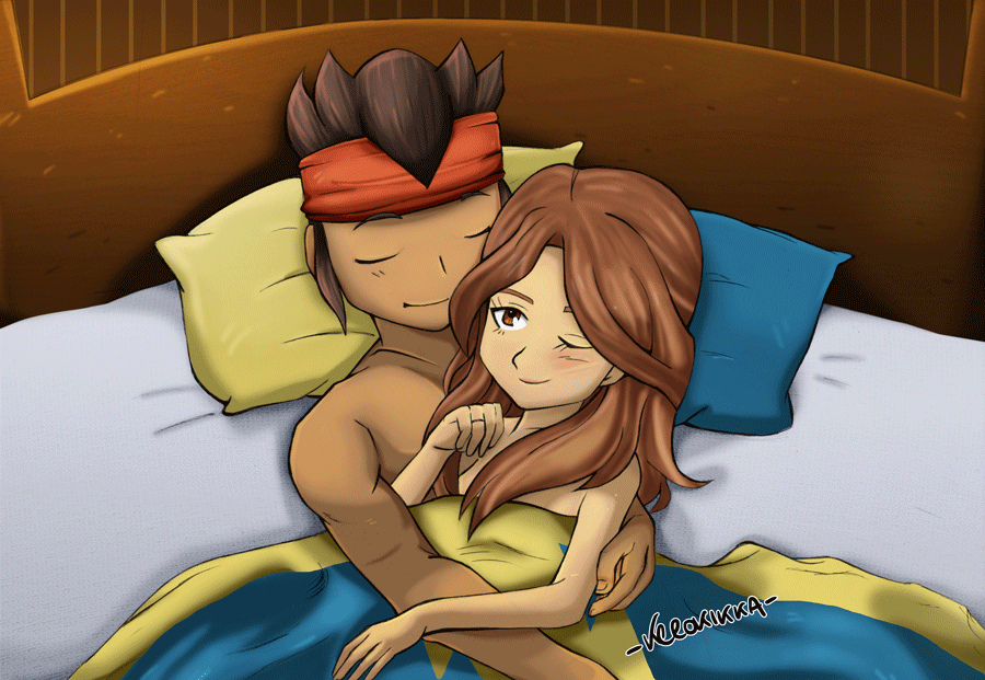 endou_mamoru female in_bed inazuma_eleven inazuma_eleven_go kerokikka mark_evans_(inazuma_eleven) nelly_raimon raimon_natsumi romantic straight