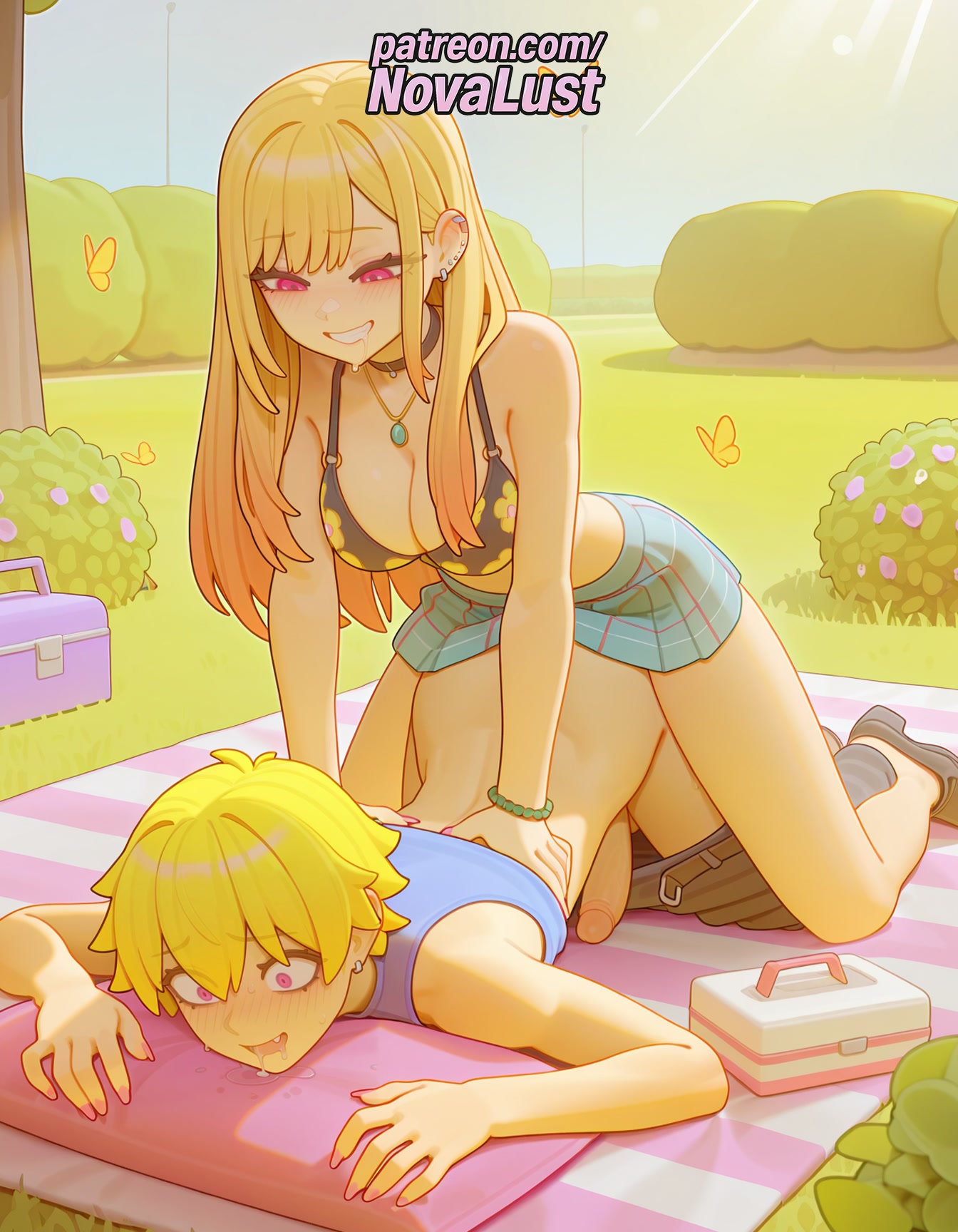 1boy, 1futa, 2025, ai generated, anal, artist name, assertive female, blonde hair, blush, bracelet, breasts, bug, bust, chest, clenched teeth, drooling, ear piercing, earrings, female, fucking, futa on male, futanari, heart, heart-shaped pupils, hi res, high quality, high resolution, highres, intercourse, intersex, jewelry, kitagawa marin, long hair, love making, male, my dress up darling, novalust, otoko no ko, patreon, patreon username, penetration, piercing, pink eyes, sex, sexual intercourse, smile, stable diffusion, symbol-shaped pupils, watermark