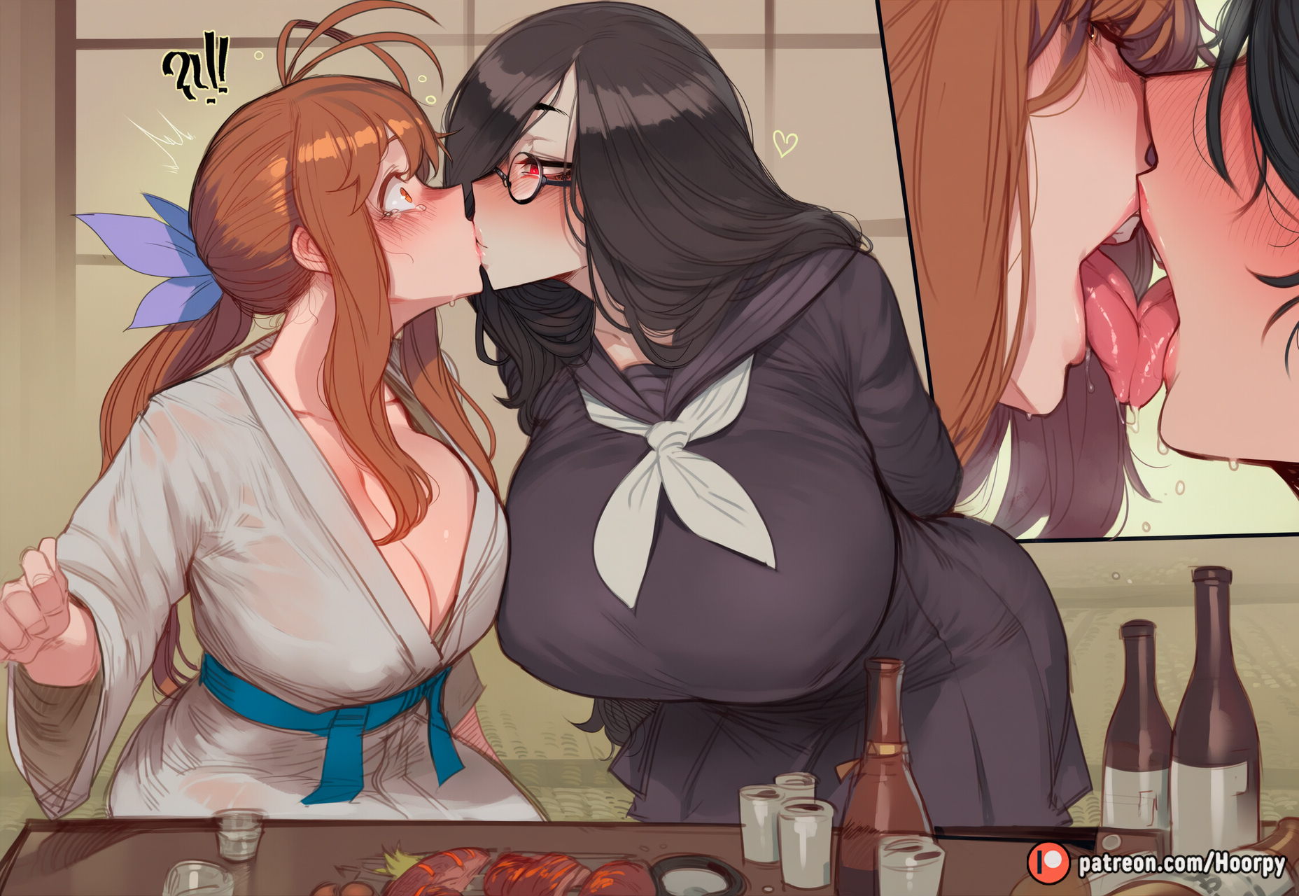 1futa, 2girls, ai generated, athletic, athletic female, big ass, big breasts, big butt, big thighs, black dress, black hair, blush, breasts, breath, caption, cheating, cheating female, cheating wife, clannad, cleavage, comic, comic page, comics, crying, crying with eyes open, curvy, curvy body, curvy female, curvy figure, cute, cute face, dress, embarrassed, english, english text, excited, female, furukawa sanae, futa with female, futanari, glasses, heart, heart symbol, hoorpy, hourglass figure, indoors, intersex, japanese house, kissing, netorare, ntr, oc, on table, original character, patreon, patreon logo, patreon username, petite, petite body, petite breasts, petite female, red eyes, sexy, sexy body, sexy pose, shocked, shy, sitting, smile, story, surprised, text, thick eyebrows, thick thighs, thighs, tongue, tongue kiss, tongue out, trembling, voluptuous, voluptuous female