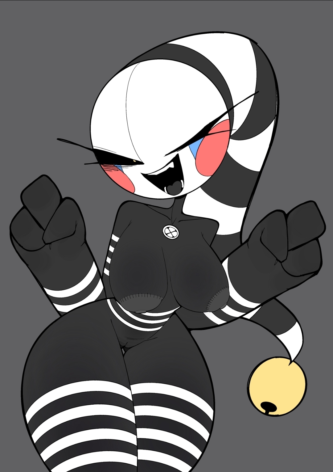 1girls, breasts, female, female only, five nights at freddy's, freddy fazbear's pizzeria simulator, hss dada, looking at viewer, marionette (fnaf), nipples, nude, nude female, puppet (fnaf), pussy, robot, robot girl, robot joints, security puppet (fnaf), smiling at viewer, smug, solo, tagme, thick thighs, thighs, wink, winking at viewer, yellow eyes