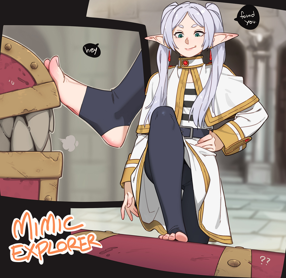 1girls, comic, feet, feguimel, female, frieren, mimic chest, sousou no frieren