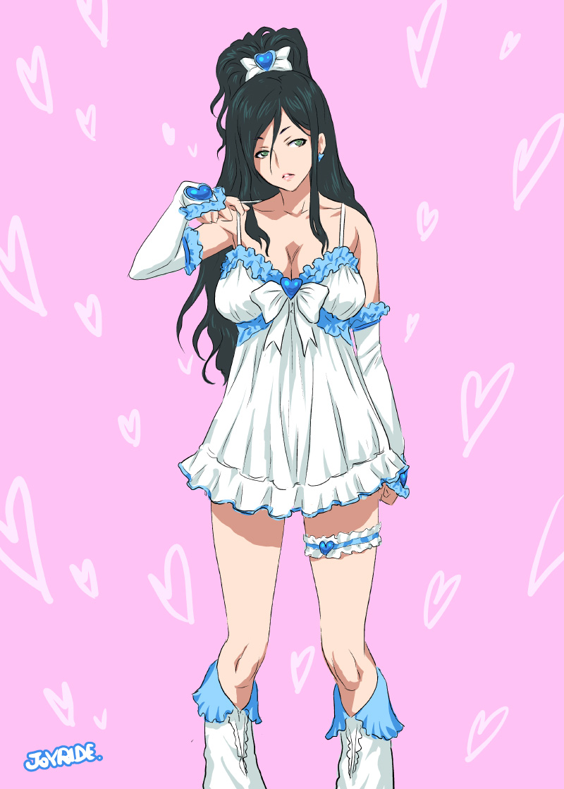 black_hair bow clothing cosplay cure_white_(cosplay) dress female futari_wa_precure long_hair precure pretty_cure small_breasts tagme yukishiro_honoka