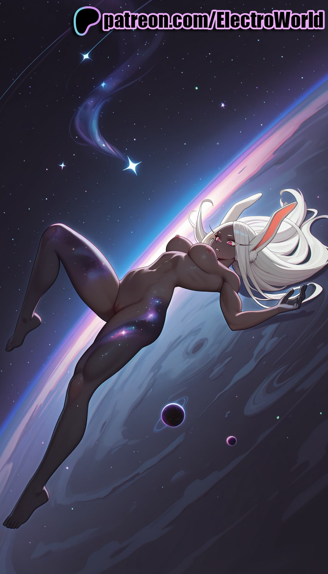 1980s (style), 1girls, 2025, above clouds, aerial fireworks, ai generated, alien, animal ears, artist name, astronaut, aurora, bangs, boku no hero academia, breasts, bust, campfire, chest, christmas lights, city, city lights, cityscape, cloud, constellation, constellation print, crescent moon, dark skin, dark-skinned female, desert, dust, earth (planet), electroworld, embers, female, fireflies, fireworks, full moon, galaxy, gradient sky, halftone, halftone background, hi res, high quality, high resolution, highres, hirschgeweih antennas, horizon, light particles, long hair, meme, milky way, mirko, miruko, moon, moonlight, my hero academia, night, night sky, onsen, patreon, patreon username, planet, purple sky, rabbit ears, rabbit girl, rainbow, rocket, shooting star, sky, skyline, skyscraper, snow, snowing, solo, space, space craft, space helmet, spacesuit, sparkle, sparkler, stable diffusion, star (sky), star (symbol), starry background, starry sky, starry sky print, sunrise, tanzaku, telescope, twilight, ufo, watermark, window