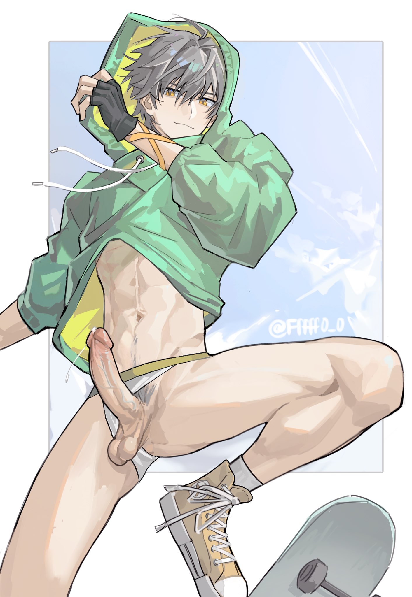 1boy, abs, caelus (honkai: star rail), cum, erect penis, erection, fffff0 0, gay, half naked, half-dressed, honkai: star rail, male, male focus, male only, penis, precum, pubic hair, tagme, underwear