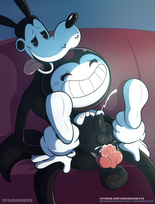 anal sex, anatomically correct penis, bendy, bendy and the dark revival, bendy and the ink machine, bendy the dancing demon, black body, boris the wolf, canine penis, cartoony, clowndevil, cum, cum in ass, ejaculation, gay, grabbing, grabbing legs, male, male only, male/male, mascot horror, penis, pleasure face, rubberhose, socks, spread legs, toony