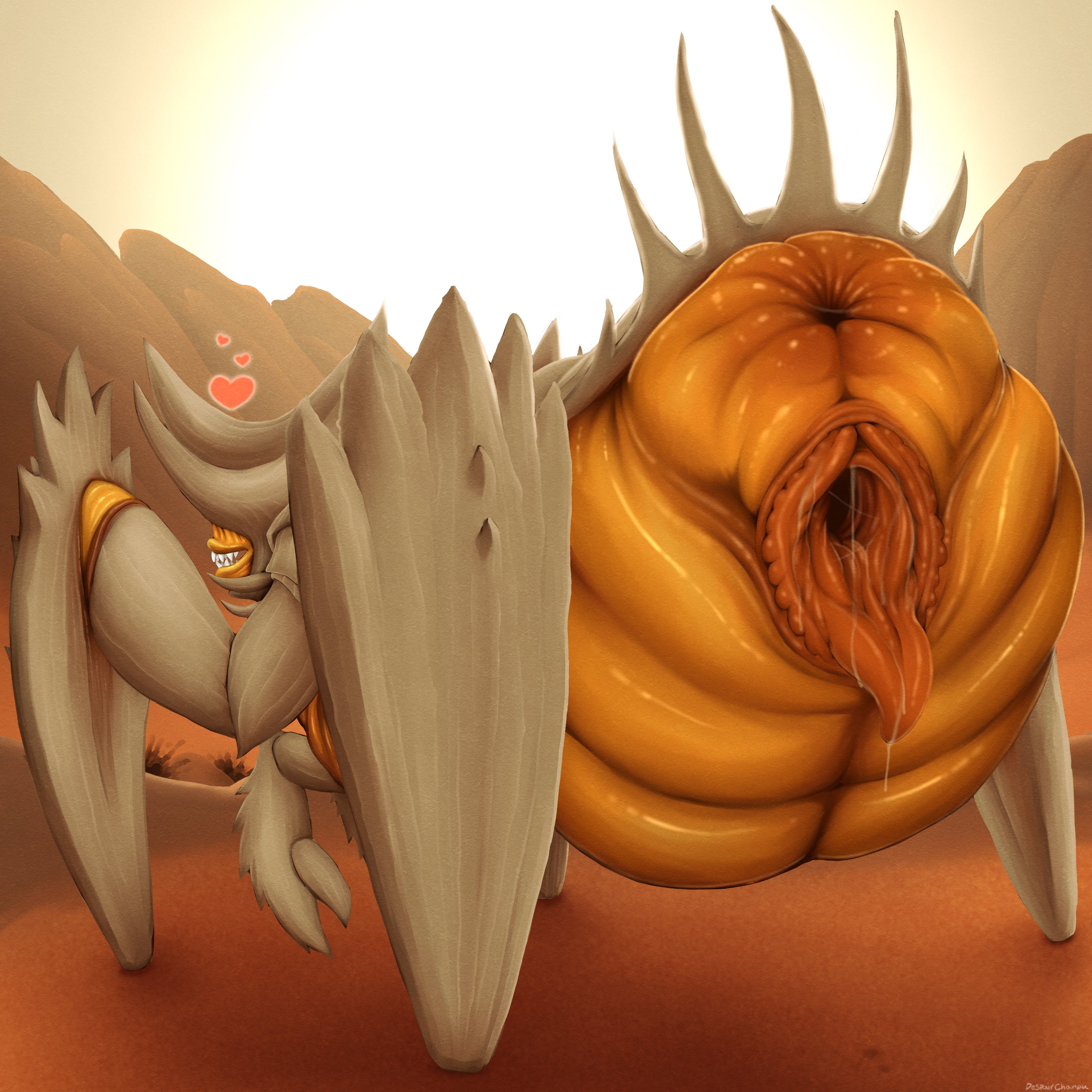 arthropod, arthropod abdomen, arthropod abdomen anus, arthropod abdomen genitalia, arthropod abdomen pussy, ass up, charger (helldivers), despairchanpu, dripping, exoskeleton, feral, hearts around head, helldivers, helldivers 2, huge ass, insect, monster, monster pussy, pussy juice, pussy juice drip, solo feral, teratophilia, terminid, unusual genitalia, xenophilia