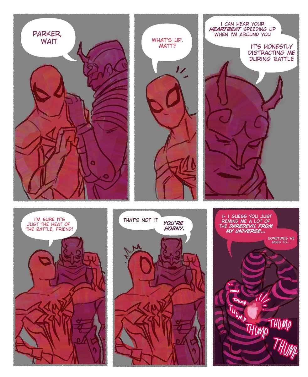 comic, comic page, daredevil, daredevil (marvel rivals), gay, male, male only, marvel, marvel comics, marvel rivals, peter parker, seducing, spider-man, spider-man (marvel rivals), wicked spidey, yaoi