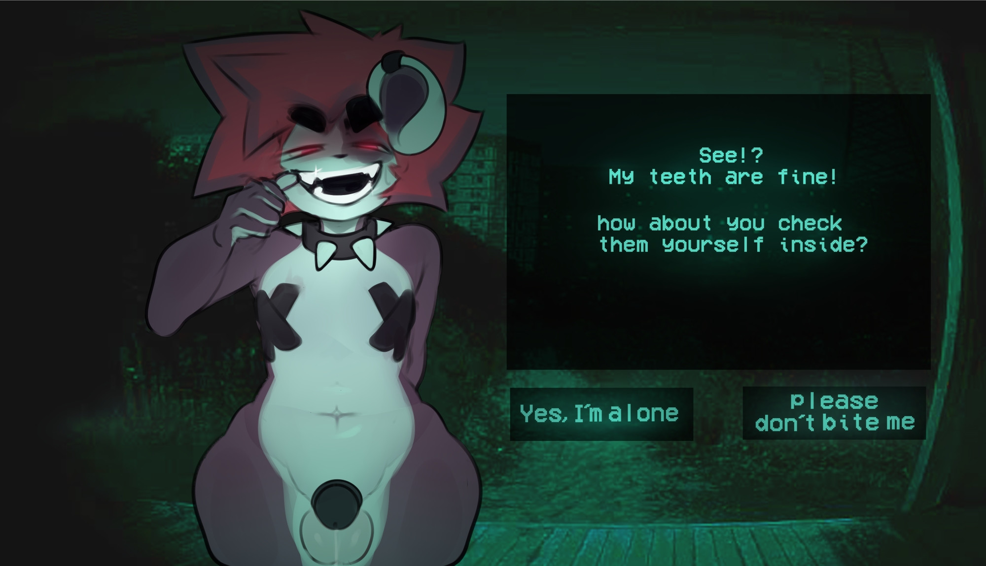 bubble ass, bubble butt, fat ass, fat thighs, femboy, game, gameplay mechanics, gay, girly, male, naked, ninah, no, i'm not a human, no, i'm not a human (meme), panda, punkypanda, red panda, rysoka, showing teeth, thick thighs