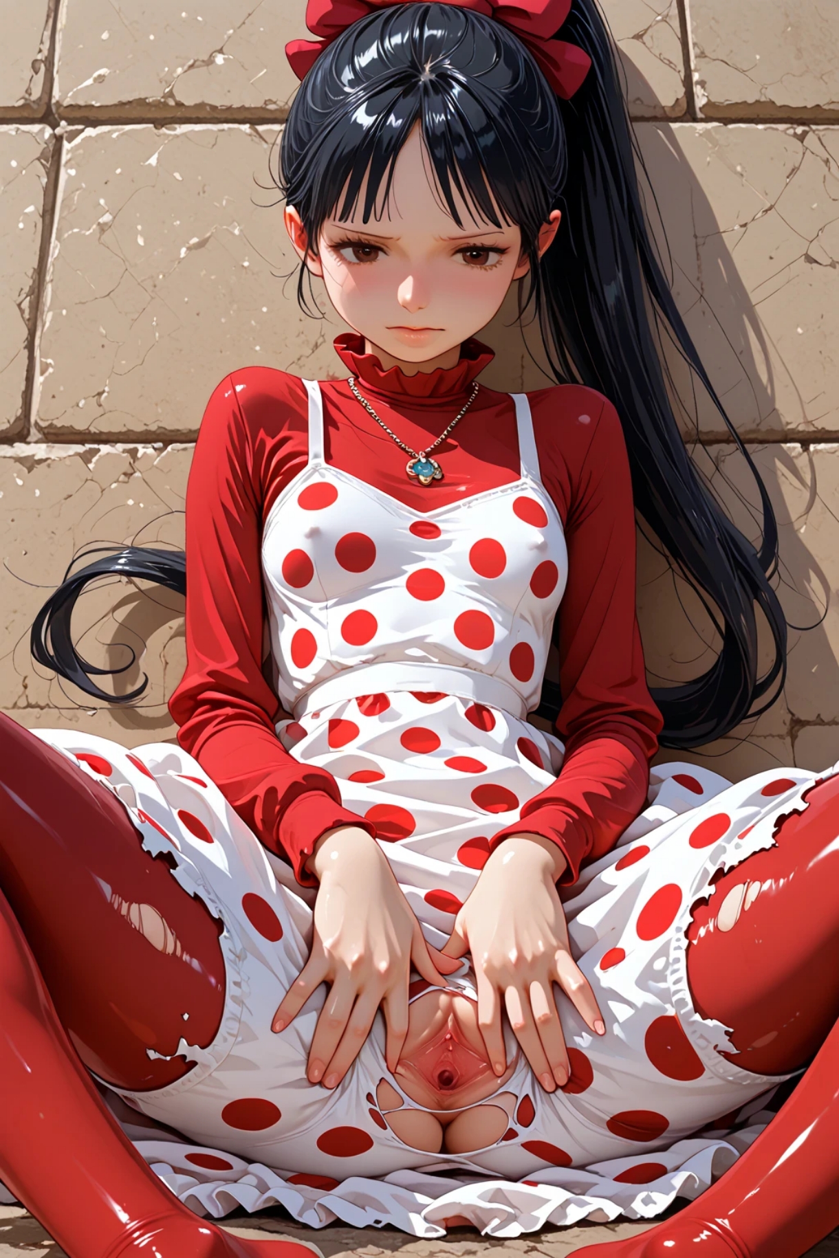 1girls, ai generated, breasts, charlotte flampe, cute, female, female only, gavver x, nipples, one piece, pussy, spread legs, spread pussy