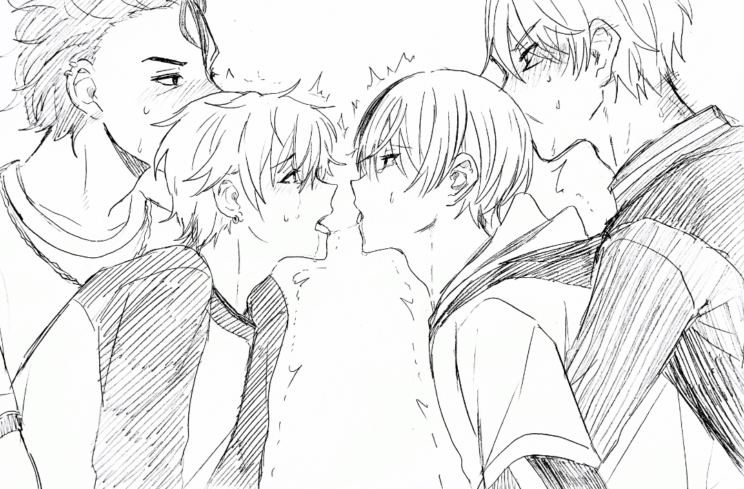 4boys, age difference, aoyagi harumichi, aoyagi touya, gay, gay sex, incest, male, male only, no visible genitalia, project sekai, shinonome akito, shiraishi ken, skinny, yaoi