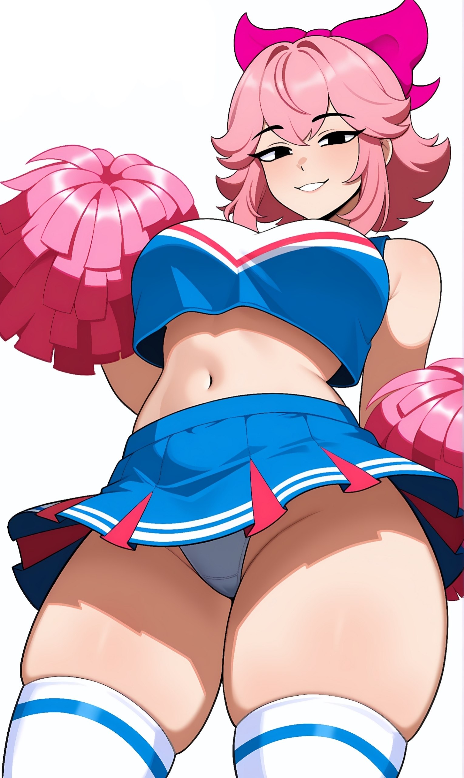 1girl, ai, ai assisted, ai generated, brawl stars, cheerleader, cheerleader outfit, cheerleader uniform, cute, melodie (brawl stars), piperloverr21, pom pom (cheerleading), pom poms, sexy