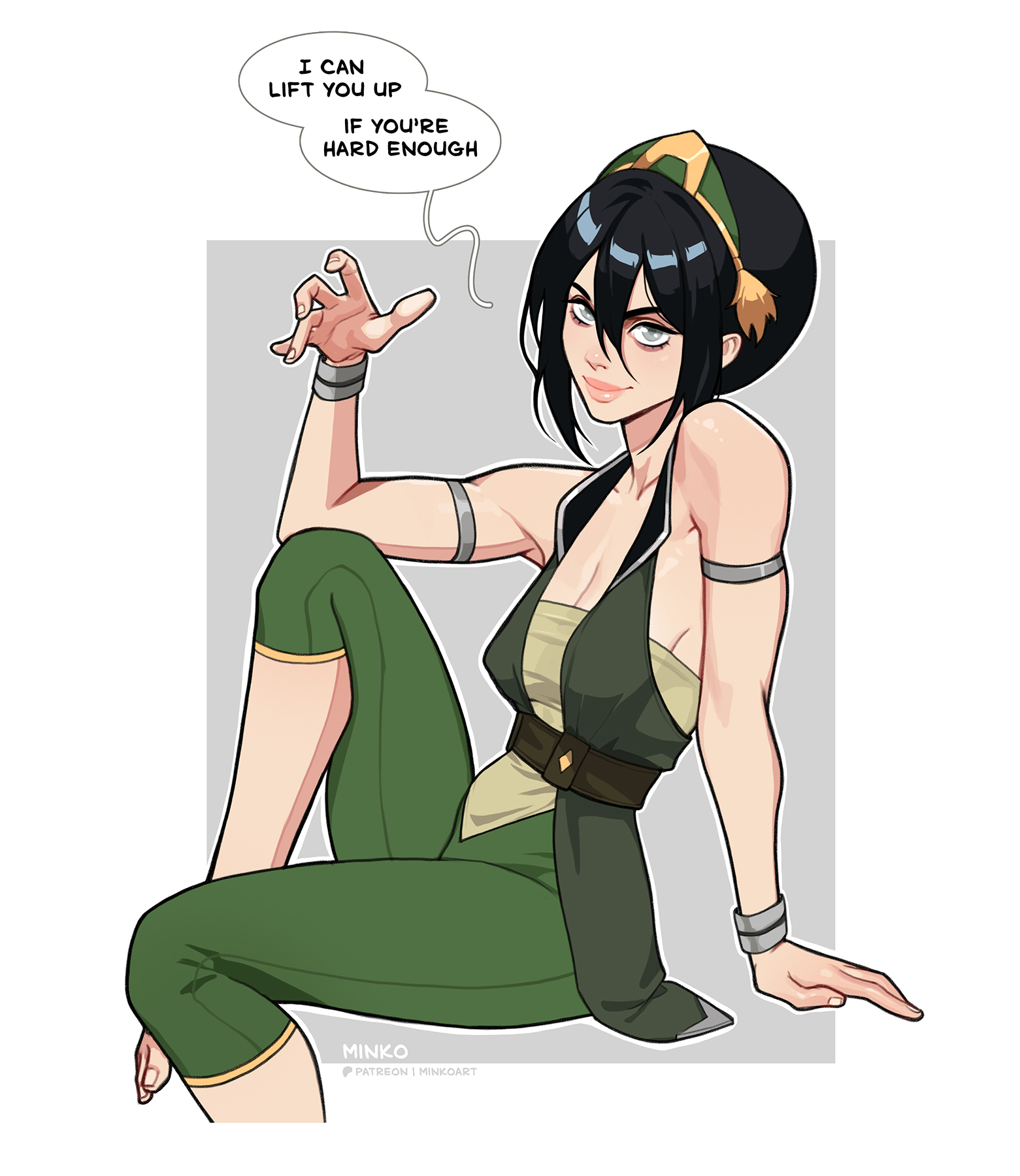 aged up, avatar the last airbender, barefoot, big ass, big breasts, breasts, capri pants, curvaceous, curvy, curvy figure, digital media (artwork), earth kingdom, earthbender, female, hips, hourglass figure, leg up, light skin, light-skinned female, mature, mature female, minko, nickelodeon, slim waist, the legend of aang, thick, thick hips, thick legs, thick thighs, thighs, toes, tomboy, toph bei fong, voluptuous, waist, wide hips, young adult