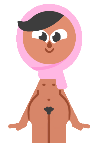 accurate_art_style arab_female dark-skinned_female dark_nipples duolingo hijab hijab_only justst3ven muslim nude_female pink_hijab pubic_hair smiling zari_(duolingo)