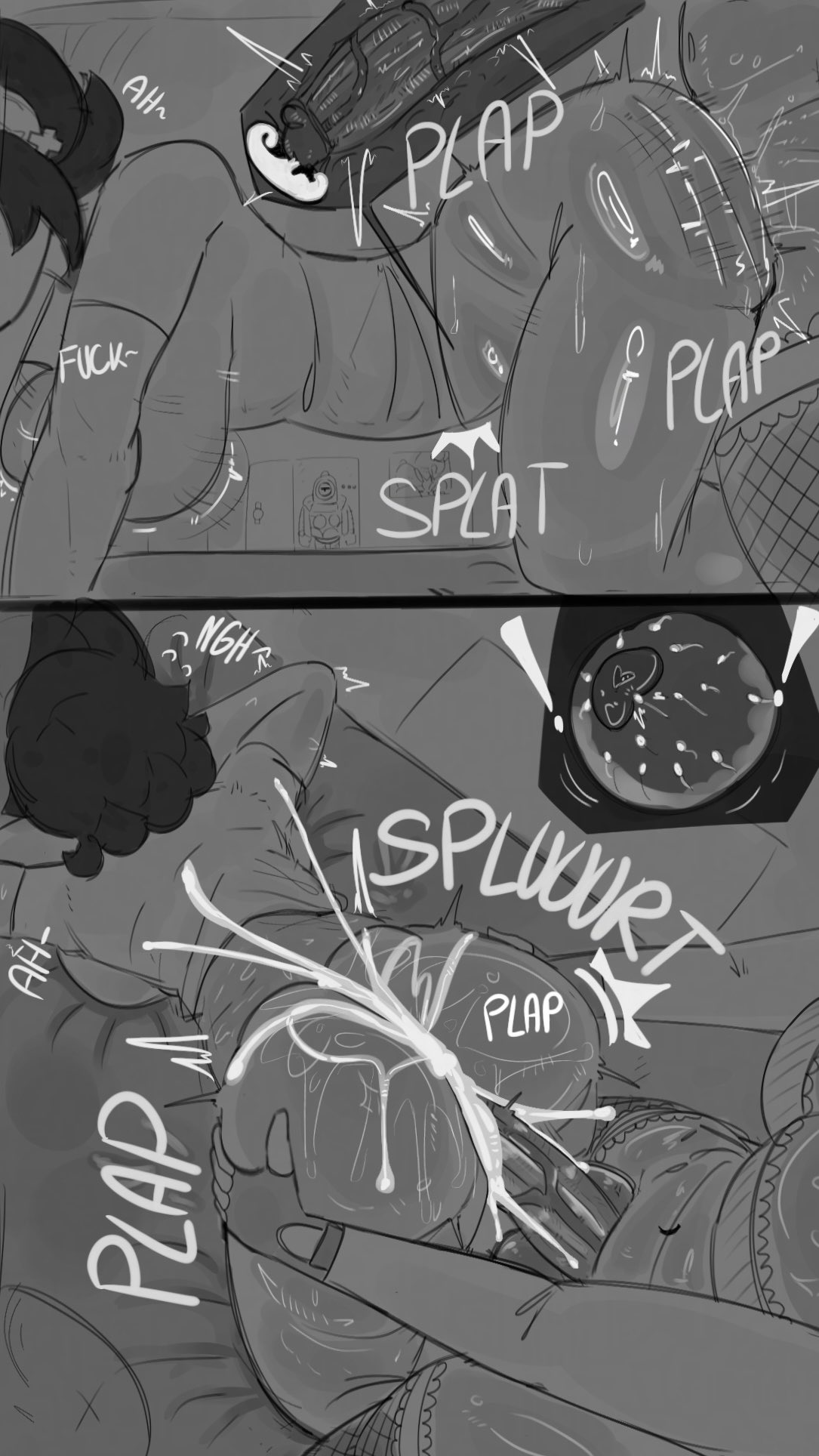 1futa, 1girls, bibi (brawl stars), brawl stars, comic, faceless, faceless character, faceless female, faceless futa, futa on female, futanari, impregnation, kaspadoo (artist), piper (brawl stars), rico (brawl stars), sex, tagme, text