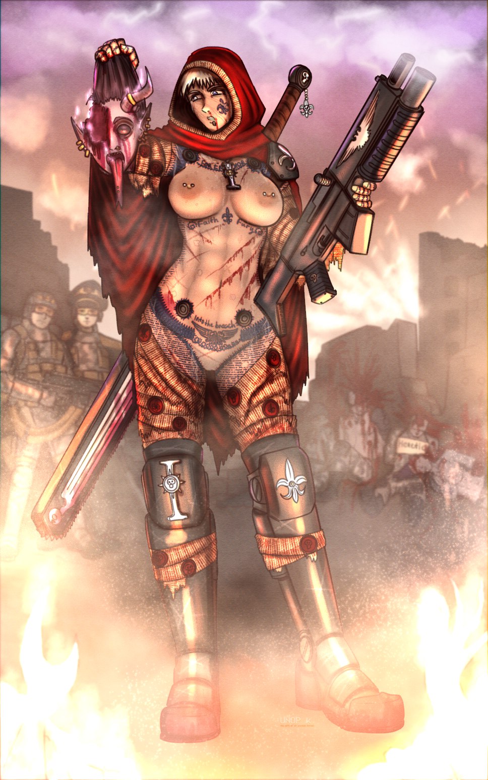 1girls adepta_sororitas astra_militarum chaos_(warhammer) daemonette english_text female guardsman_(warhammer_40k) imperial_guard imperium_of_man purity_seal sister_of_battle sister_repentia text unop warhammer_(franchise) warhammer_40k