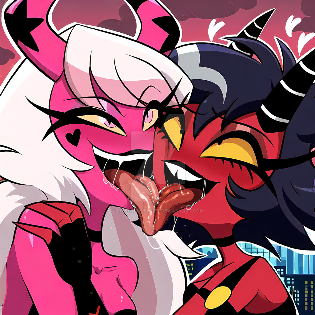 2demons 2girls ai_generated cheating_wife demon demon_girl demon_girls demon_horns demoness demons dripping_saliva drooling_tongue french_kissing helluva_boss imp kissing making_out millie_(helluva_boss) powerhouserift saliva saliva_drip saliva_on_tongue saliva_string slobber sloppy_kiss succubus tongue_kiss tongue_touching_another's_tongue tongues_touching verosika_mayday verosika_mayday_(helluva_boss) yuri