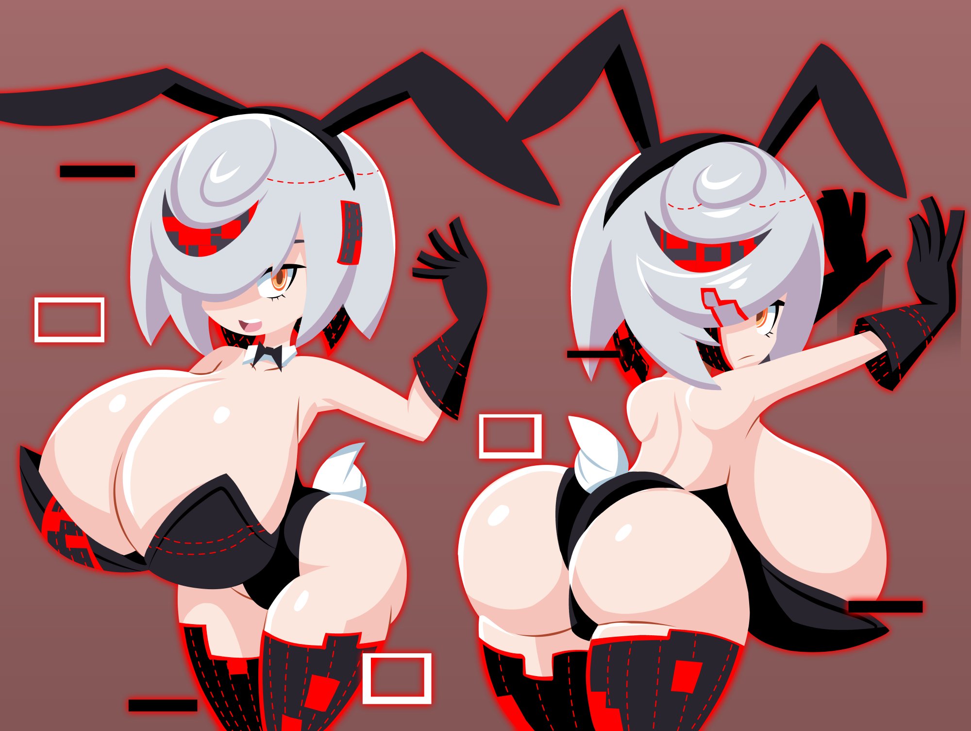 1girls, aged up, alternate breast size, big ass, bunny ears, bunnysuit, female, female only, grey hair, massive breasts, sage (sonic frontiers), solo, sonic (series), sonic frontiers, thick thighs, yelladrill
