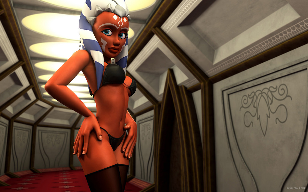 1girls 2014 3d ahsoka_tano alien bikini breasts clone_wars coruscant female hi_res jedi jedi_padawan kondaspeter large_breasts orange_skin senate_building simple_background solo star_wars stockings the_clone_wars:_season_four thighhighs togruta watermark