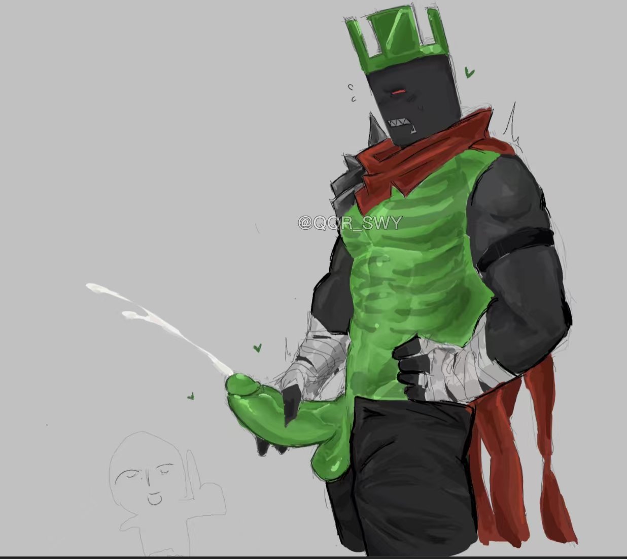 1boy, 1x1x1x1, 1x1x1x1 (forsaken), balls, cum, cum shot, cumming, ejaculation, forsaken (roblox), male, masturbation, penis, penis out, qqr swy, roblox, roblox game, robloxian, standing, tagme, tied hair, watermark