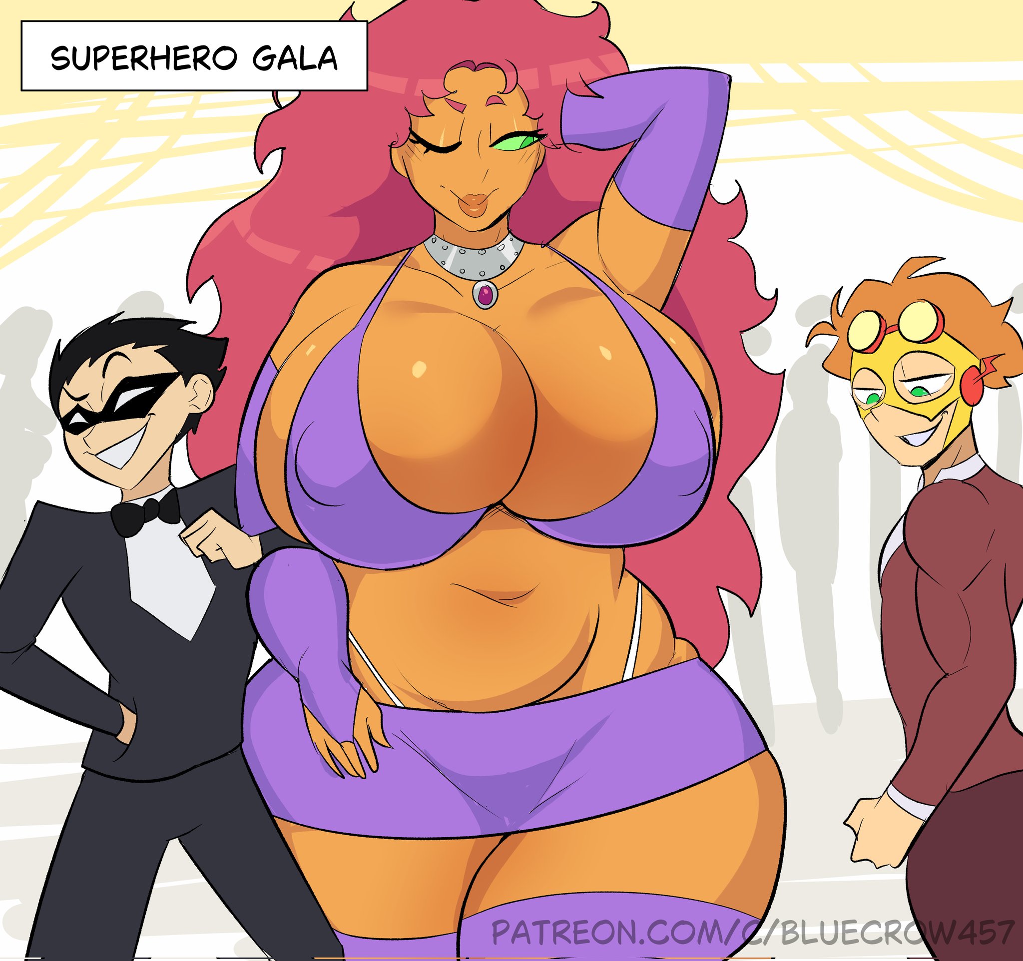 1girls, 2boys, areolae, big hair, blue crow, breasts, breasts bigger than head, cheating, cheating wife, chubby, chubby belly, chubby female, cuck, cuckold, cuckolding, curvaceous, curvaceous body, curvaceous female, curvaceous figure, curvaceous hips, curvaceous thighs, curvy, curvy body, curvy female, curvy figure, curvy hips, curvy thighs, dark areola, dc, dc comics, dialogue, female, formal clothes, green eyes, huge breasts, kid flash, large areolae, large breasts, large nipples, larger female, long hair, male, medium ass, medium boobs, medium breasts, medium butt, medium tits, microskirt, naked, naked female, naked male, nipples, orange skin, pale skin, pale-skinned male, penis, plump lips, red hair, robin (dc), robin (dick grayson), small ass, small boobs, small breasts, small butt, small eyebrows, small penis, small tits, smaller male, starfire, starfire (comics), teen titans, thick thighs, vagina, voluptuous, voluptuous body, voluptuous female, wide hips