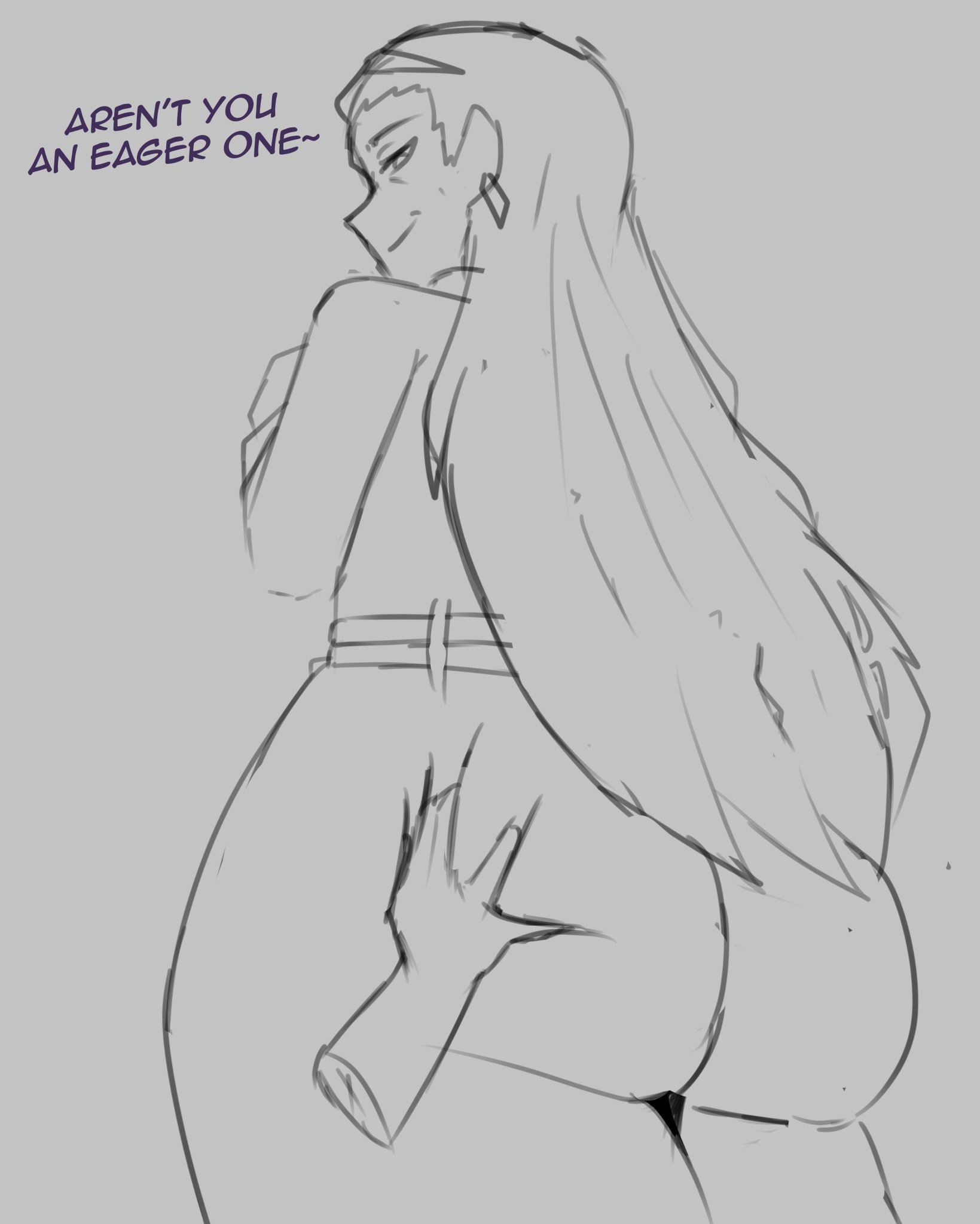 1girl, 1girls, ass, ass bigger than head, ass focus, ass grab, big ass, dialogue, female, female focus, female only, gilf, grabbing, grabbing another's ass, grabbing ass, grabbing from behind, iori (library of ruina), library of ruina, long hair, looking at viewer, looking down, looking down at viewer, massive ass, project moon, solo, solo female, solo focus, tagme, teasing, teasing viewer, text, thick, thick ass, thick hips, thick legs, thick thighs, thighs, tiger, tight clothes, tight fit, tight pants, tsutsunotsumi