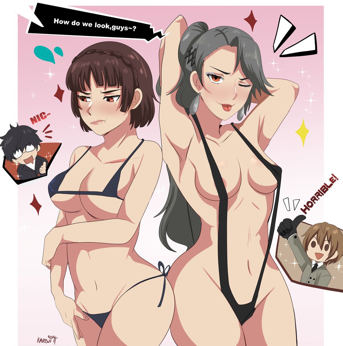 comic comic_page exhibitionism exhibitionist karbuitt makoto_niijima minidress persona persona_5 sae_niijima sisters