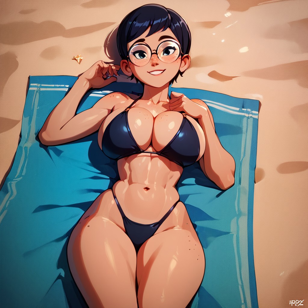 1girls ai_generated bare_arms beach beach_background big_breasts bikini bikini_bottom bikini_top bra breasts breasts carmen_sandiego_(2019) carmen_sandiego_(franchise) exposed_shoulders female female female_focus female_only glasses julia_argent julia_argent_(carmen_sandiego) large_breasts lying_on_back lying_on_ground ocean outdoors outside panties short_hair smile solo solo_female solo_focus swimsuit zupern0va_(manipper)