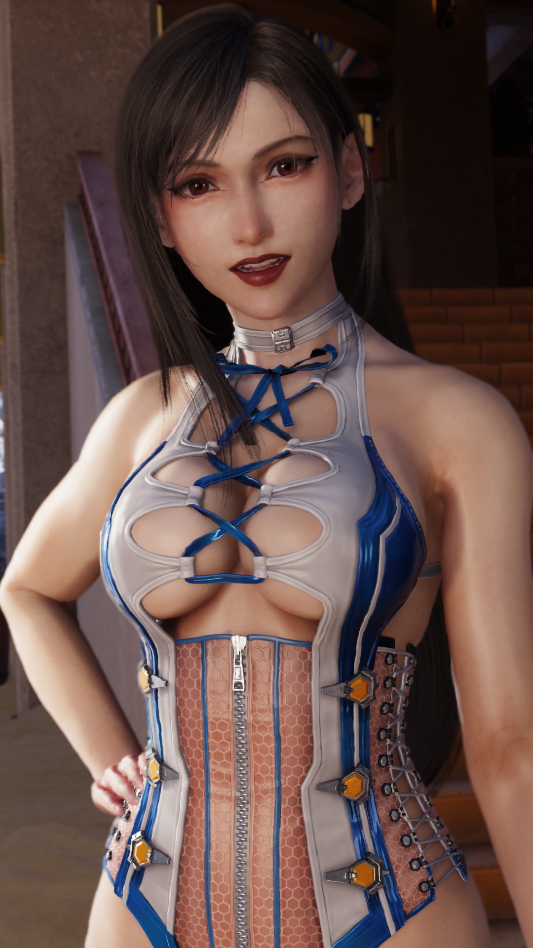 1girls, 3d, big breasts, female, female only, final fantasy, final fantasy vii, final fantasy vii rebirth, solo, square enix, swimwear, tifa lockhart, video games