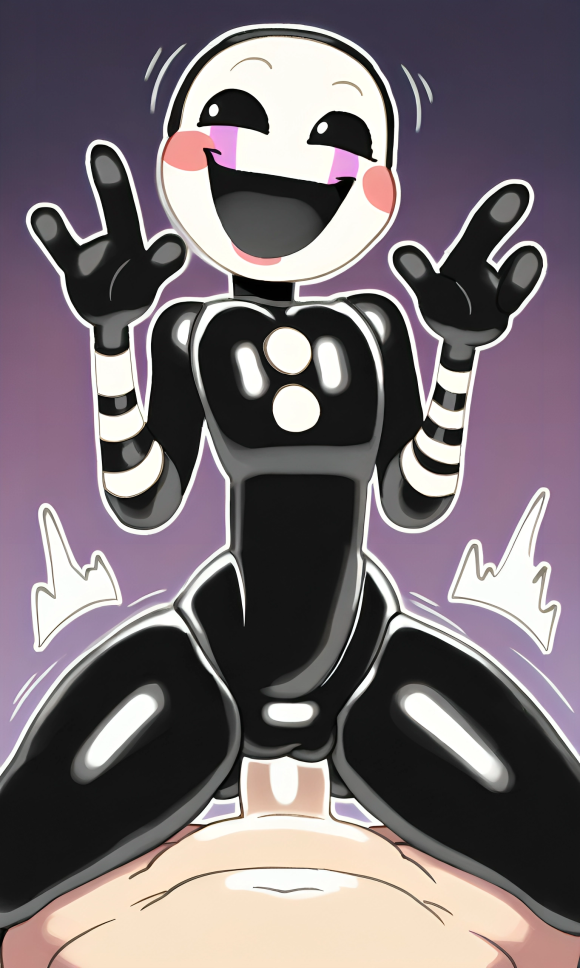 3_fingers :d ai_generated animatronic animatronic_female buttons cowgirl_position female five_nights_at_freddy&#039;s five_nights_at_freddy&#039;s_2 happy haunted male male_pov marionette_(fnaf) mask masked_female motion_lines pixai puppet_(fnaf) purple_background riding riding_penis robot_girl robot_joints sex shiny shiny_skin slim_waist solo striped_arms ultimate_custom_night white_pupils