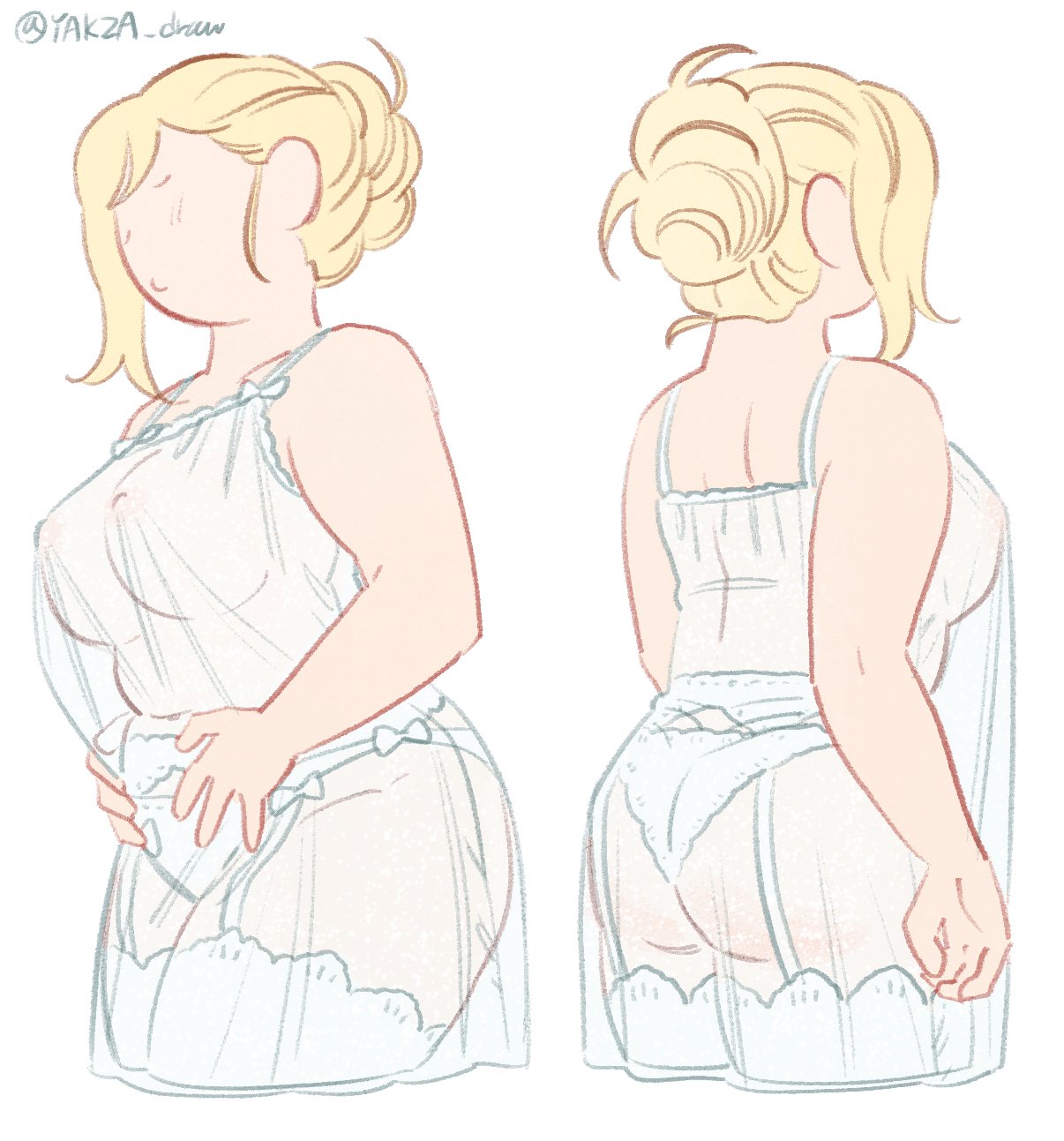 adventure time, breasts, breasts visible through clothing, female, fionna and cake, fionna the human girl, lingerie, nipples, nipples visible through clothing, see-through, stockings, tagme, tied hair, transparent clothing, yakza draw