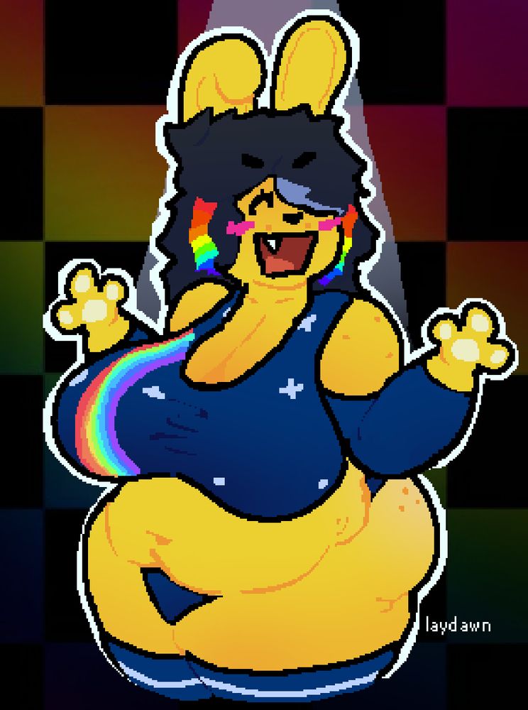 artist signature, bunny girl, chubby female, female, laydawn, nyan cat, scene hair