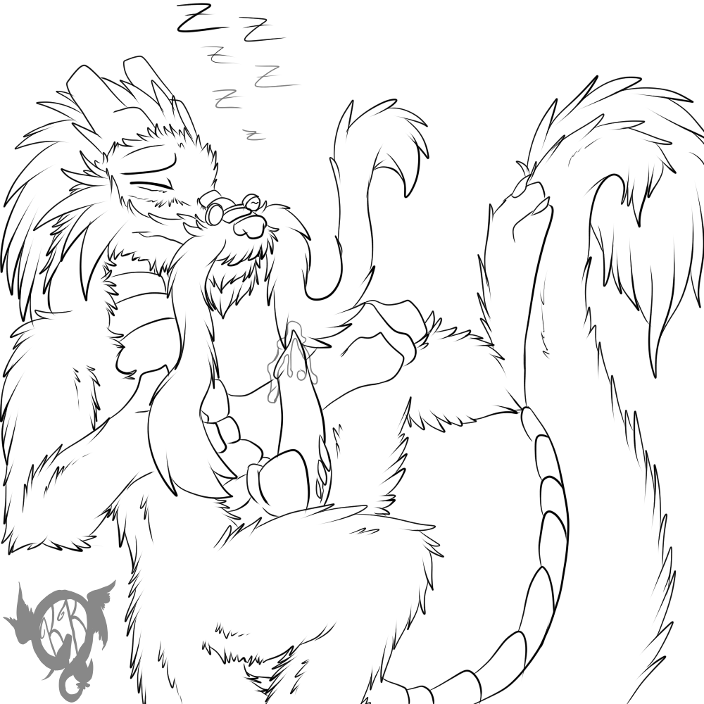 2011 altair aroused blush chinese_dragon claws closed_eyes dragon elder erection eyewear facial_hair fur furred_dragon furry glasses hair horn knot kuroryushin-kuma male mature monochrome newbear83 old_age penis plain_background precum scalie sleeping solo whiskers white_background zzz