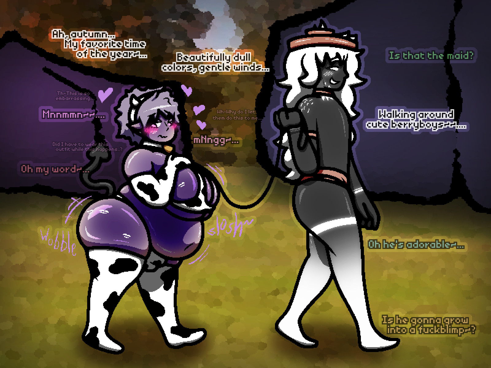 big ass, big breasts, blueberry inflation, breasts, bubble butt, busty male, cleavage, cow print, female, huge ass, huge breasts, inflation, male, sinflative, tagme, thick thighs, wide hips