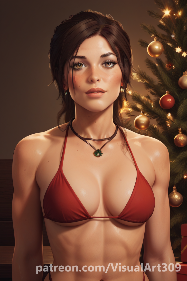 ai_generated christmas female_only lara_croft tomb_raider visualart309